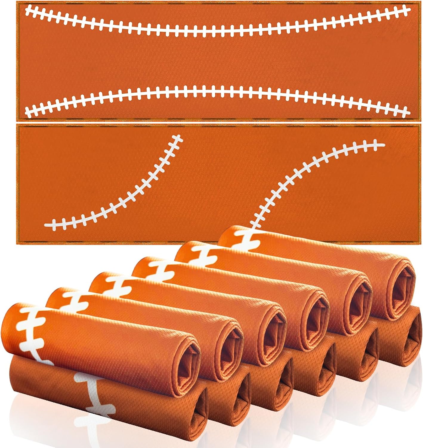 OPSO Softball Cooling Towel Set, 40 x 12 inches, 12 Pack, Microfiber Sports Towels for Baseball, Soccer, Golf LCE Towel Microfiber Sports Towels for Player (Football 2)