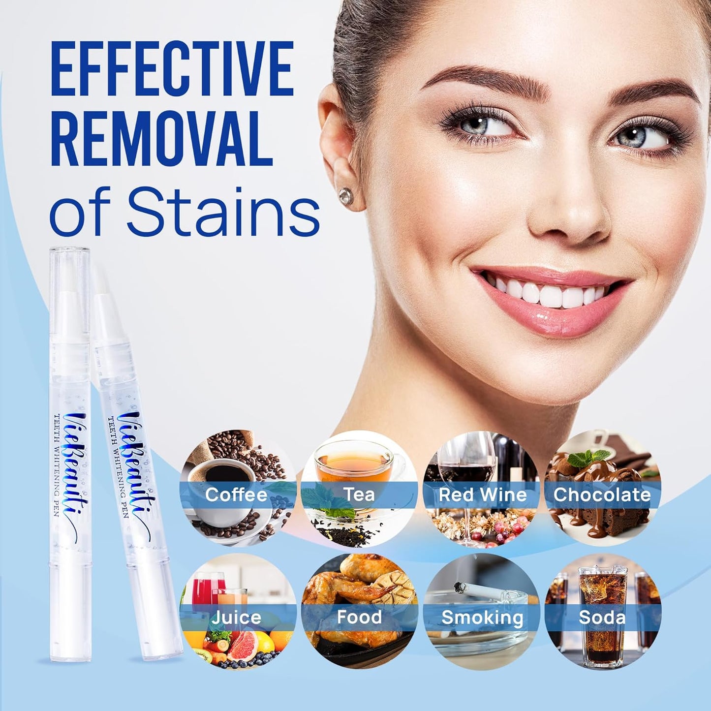 VieBeauti Teeth Whitening Pen (2 Pcs), 20+ Uses, Effective, Painless, No Sensitivity, Travel-Friendly, Easy to Use, Beautiful White Smile, Mint Flavor