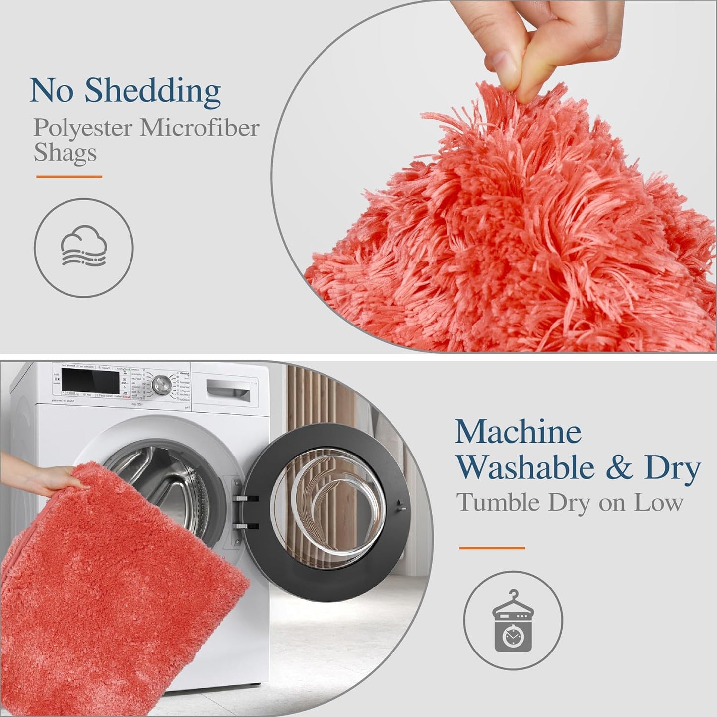 Walensee Large Bathroom Rug (24 x 72, Living Coral) Extra Soft and Absorbent Shaggy Mat Machine Washable Microfiber Bath Mat, Non Slip Bath Mat, Luxury Bathroom Floor Mats