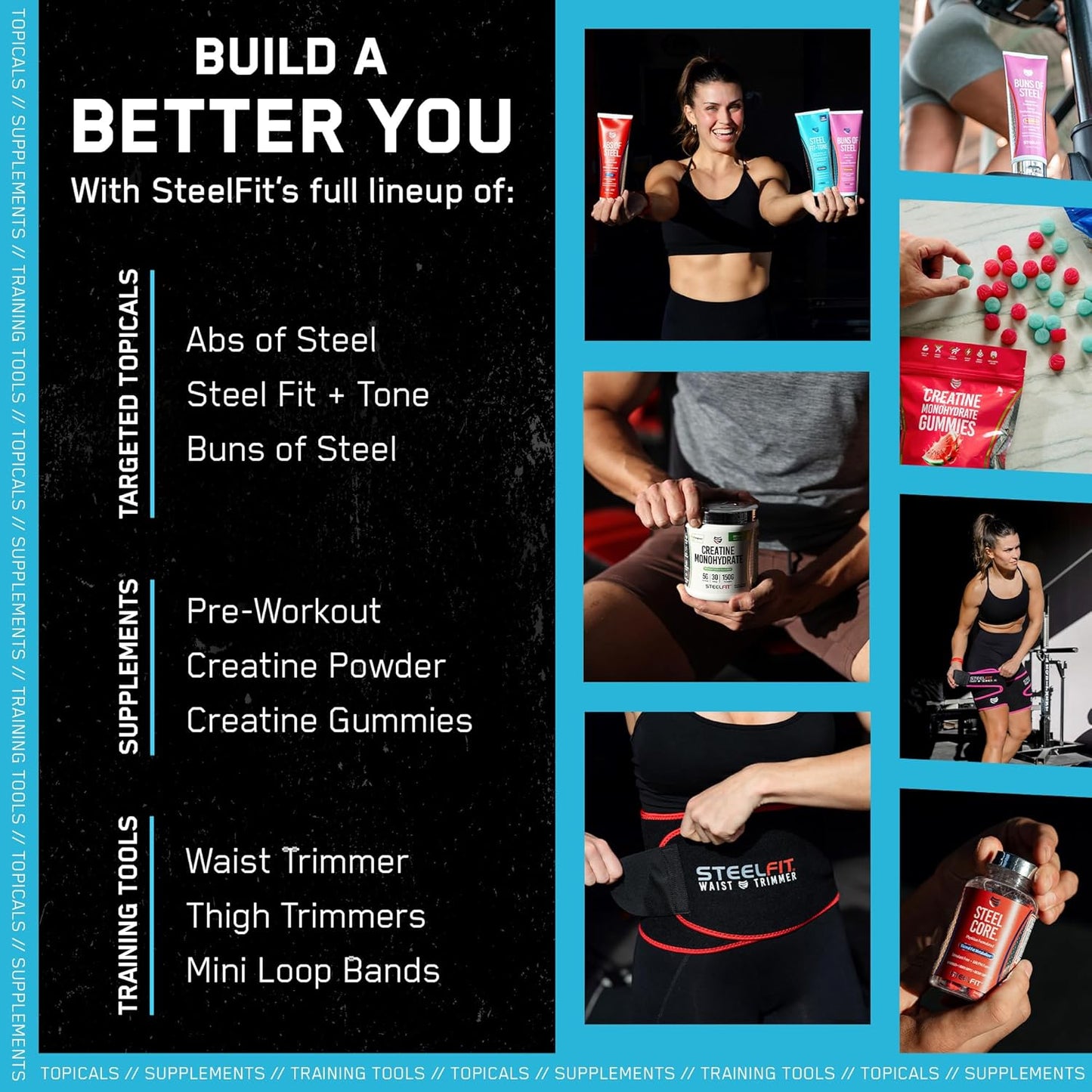 SteelFit Firming Body Lotion - Contouring & Skin Tightening Cream for Body - Firm & Tone Cellulite Remover for Legs Belly & Saggy Skin - Nourishing & Soothing with Shea & Cocoa Butter - Iced Cranberry