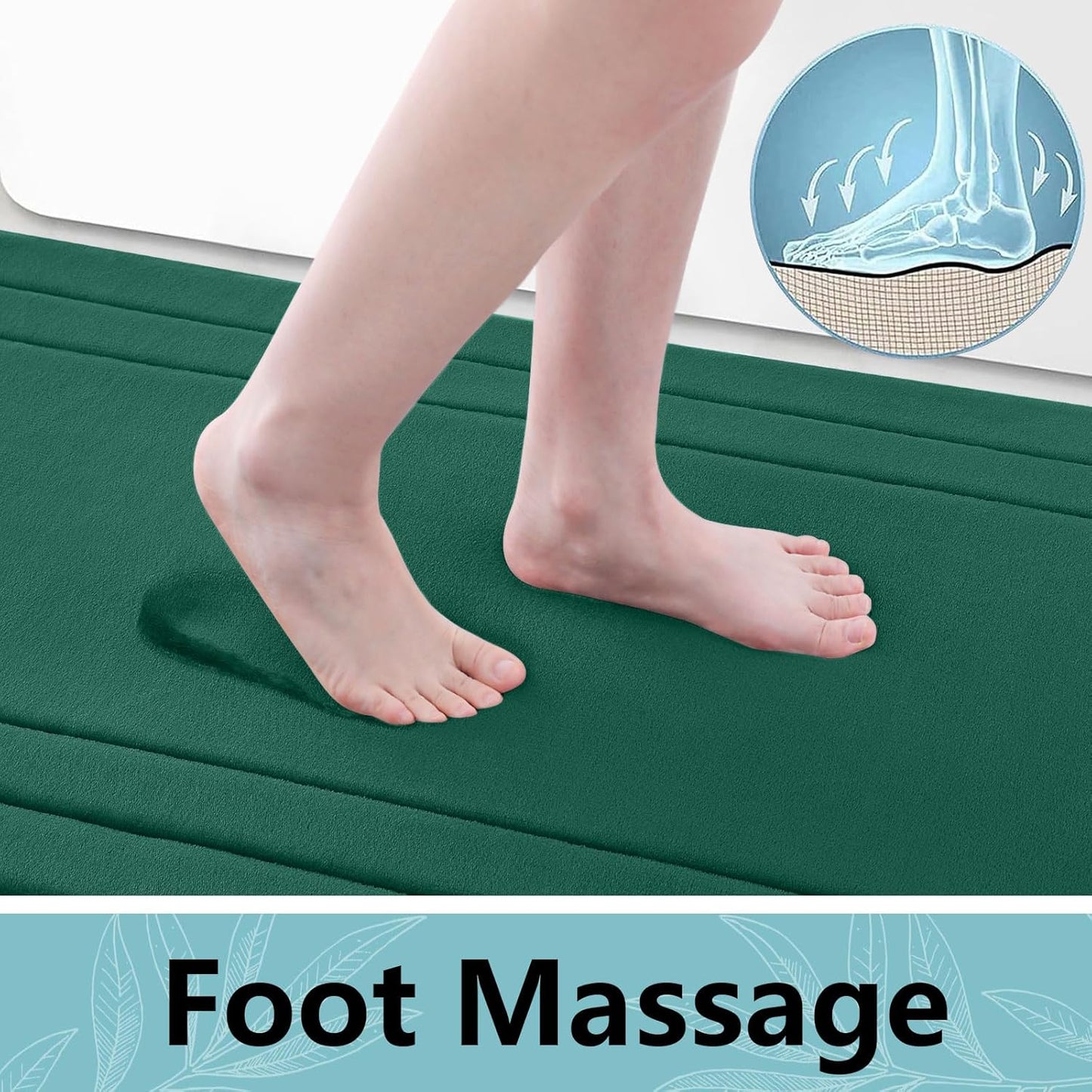 Arotive Memory Foam Bathroom Rug Mat 59x24, Ultra Soft and Absorbent Bath Mat, Machine Wash Dry, Comfortable Bath Rug Carpet for Bathroom Floor, Tub and Shower, Dark Green