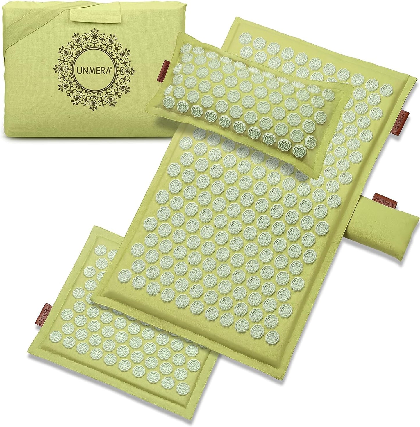 UNMERA Acupressure Mat and Pillow Set,Natural Premium Linen & Coconut Fiber Filling,for Back/Neck Pain Relief, Sciatic, Headache and Muscle Relaxation, Comes with Carrying Bag