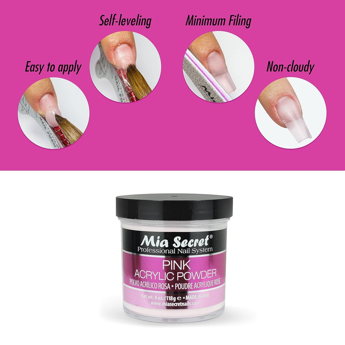 Mia Secret Pink Acrylic Powder 4 oz.