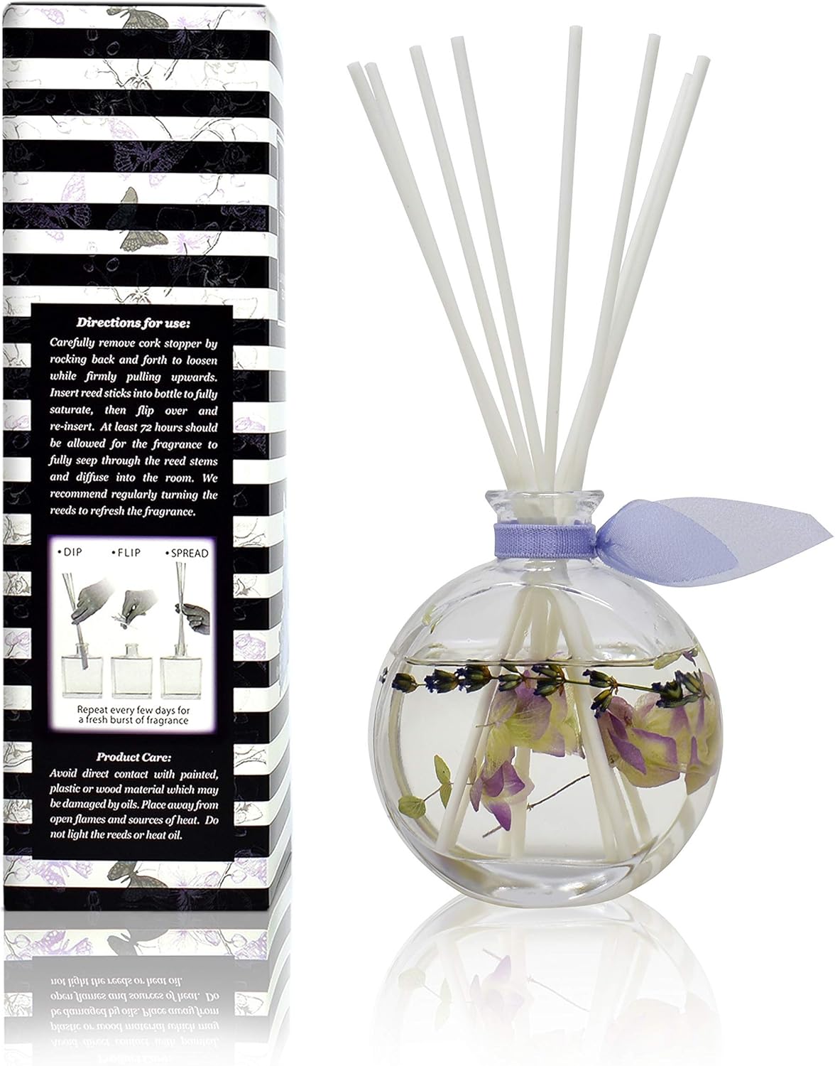 LOVSPA Reed Diffuser Set, Spa Lavender Scented Oil Diffuser with Sticks, Home Fragrance Accessories for Bathroom Shelf Decor, Aroma Diffusers for Home or Office Desk, USA Made