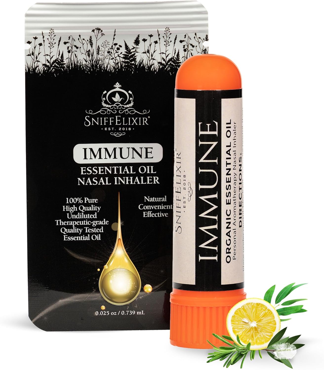 Nasal Inhaler Stick Immune Inhaler, Nose Inhaler Stick, Essential Oil Inhaler, Aromatherapy Nasal Inhaler for Immune Boost, Respiratory Health And Wellness - Portable Nasal Stick Inhaler for Adults