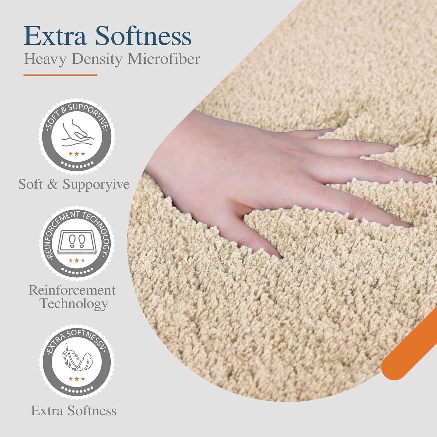 Walensee Large Bathroom Rug (24 x 60, Blush Beige) Extra Soft and Absorbent Shaggy Mat, Machine Washable Microfiber, Non-Slip, Luxury Floor Mat with Rubber Back