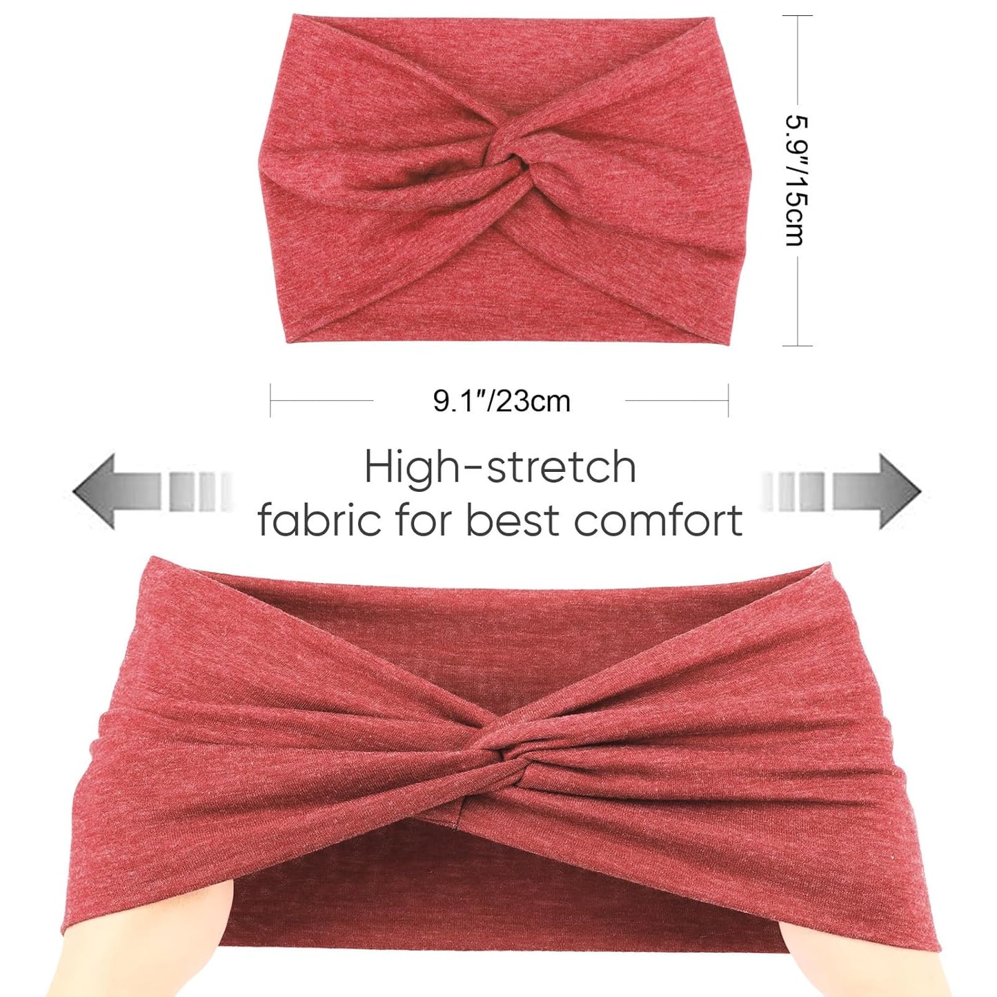 Extra Wide Headbands for Women Large Turban Headband Non Slip Boho Elastic Hairband Hair Twisted Knot Head Bands Accessories