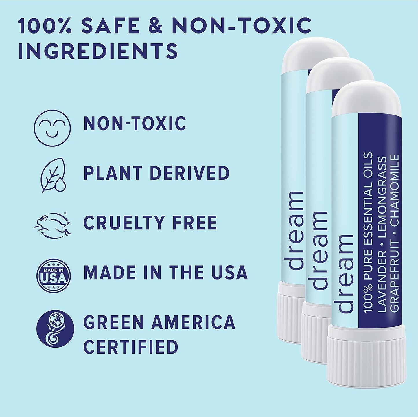 MOXĒ Dream Nasal Inhaler, Essential Oil Blend, Calming, Relaxing, Natural Tension Relief, Sleep Aid, Soothing Fragrance, Lavender, Chamomile, Lemongrass, Grapefruit, Made in USA (3 Pack)