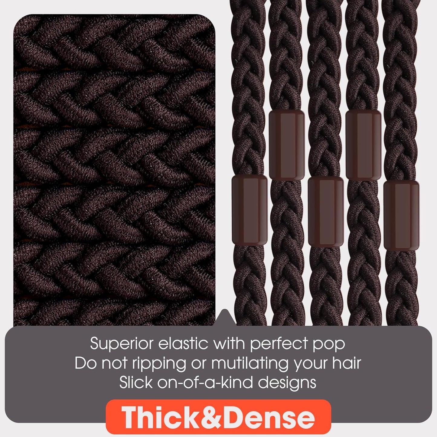 EasYoung 10pcs Braided Men's Hair Ties for Buns, Curly, Thick Dense Hair - Elastic Coils for Men & Women, No Crease