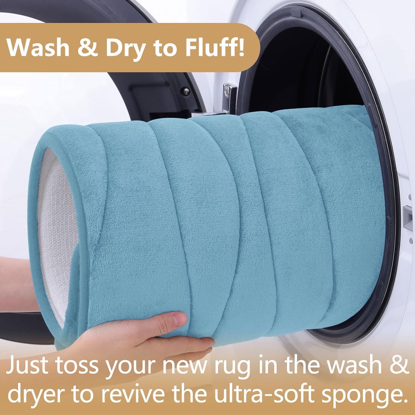 Buganda Memory Foam Bathroom Rug Mat 70x24, Extra Soft and Absorbent Bath Mats, Non-Slip and Machine Washable Bath Rugs for Bathroom Floor,Tub and Shower, Blue