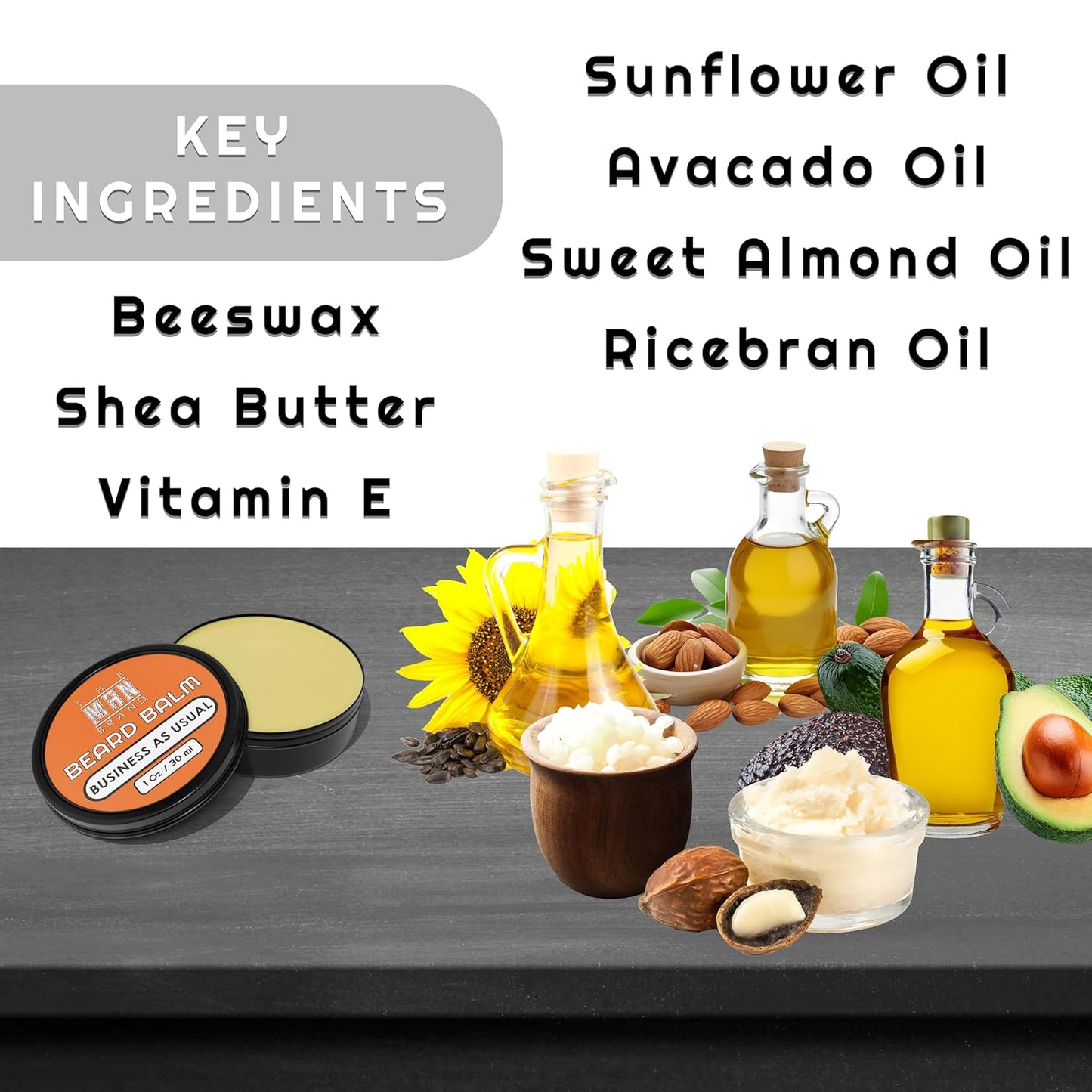 Business As Usaul Leave In Beard Balm for Men - Natural Beeswax Based Conditioning Formula for Styling and Care (1 Ounce, Business As Usual)