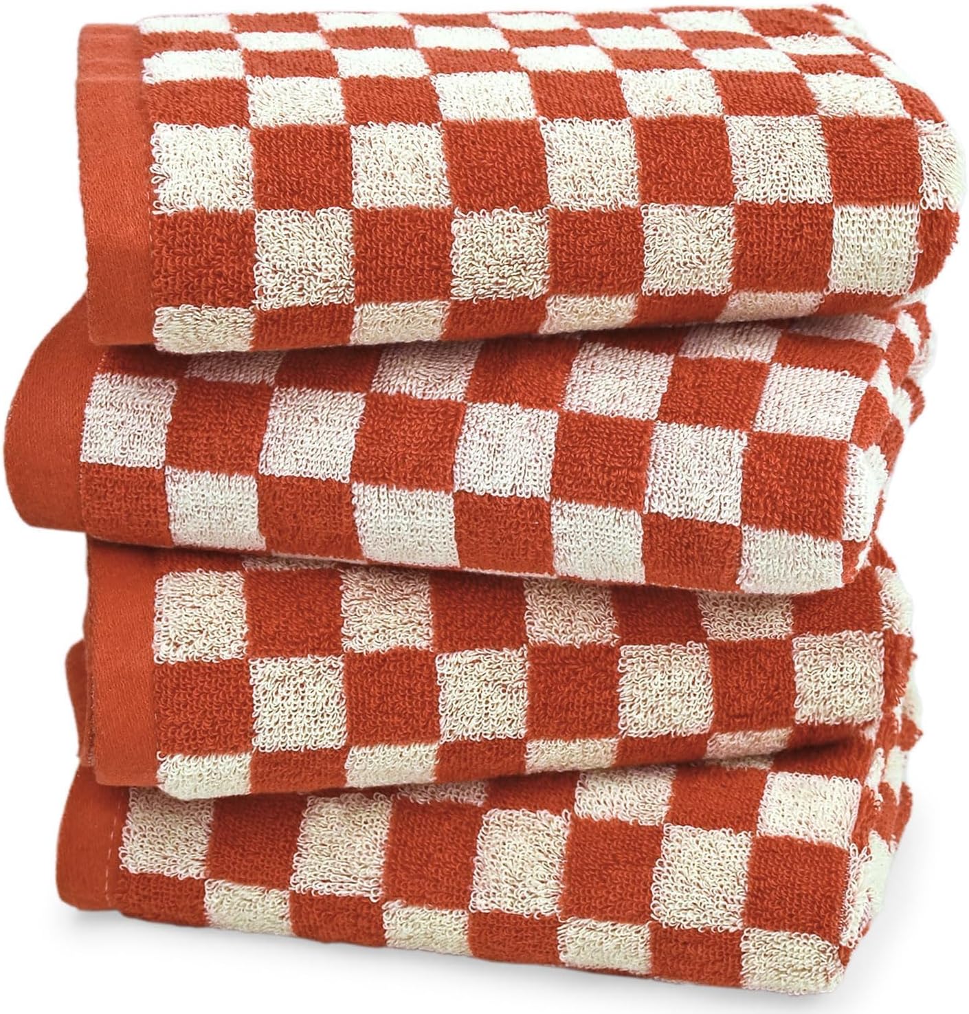 Jacquotha Checkered Hand Towels (13x29 Inches) - Kitchen Hand Towels Pack of 4, Absorbent Cotton Rags for Bathroom Face Gym Pool Swim
