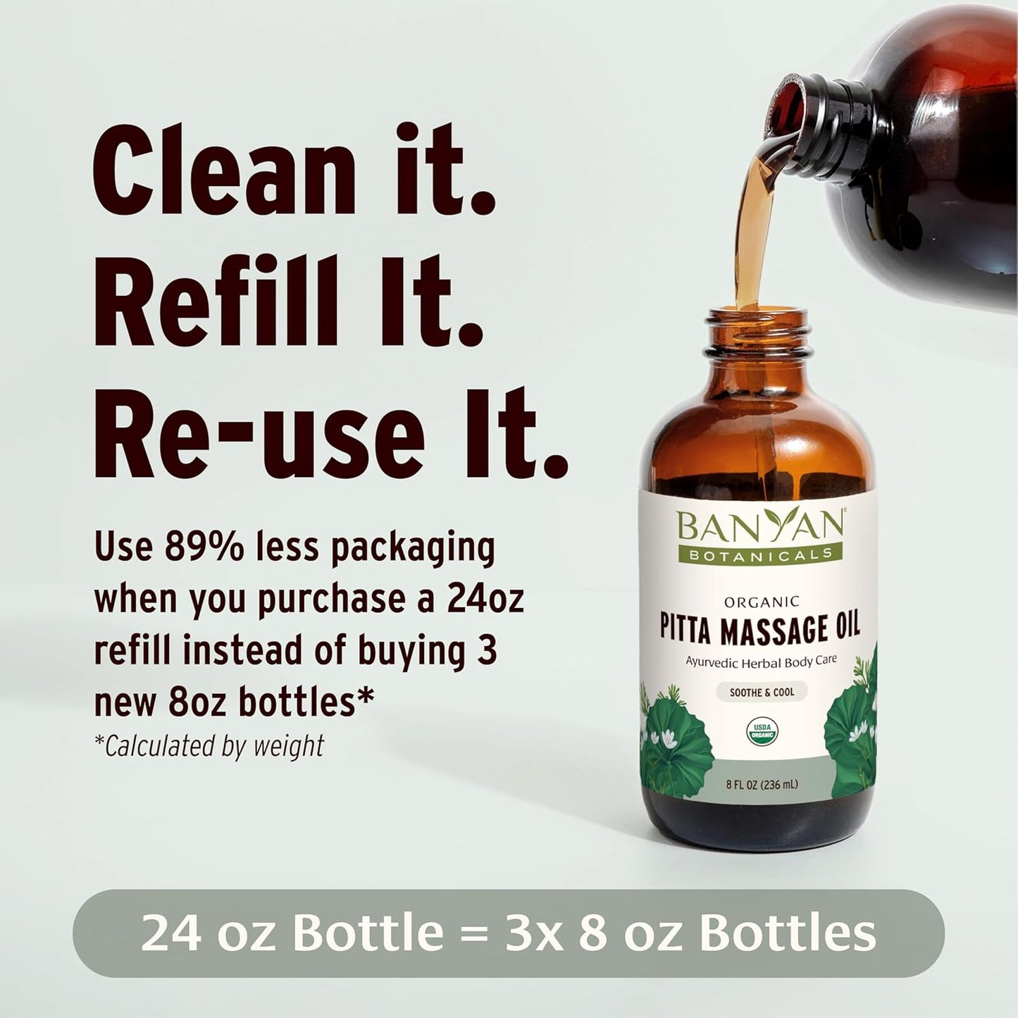 Banyan Botanicals Pitta Massage Oil – Organic Massage Oil Infused with Ayurvedic Herbs – with Gotu Kola and Guduchi (Tinospora cordifolia) – 24 oz. – Non-GMO Sustainably Sourced Abhyanga Massage Oil