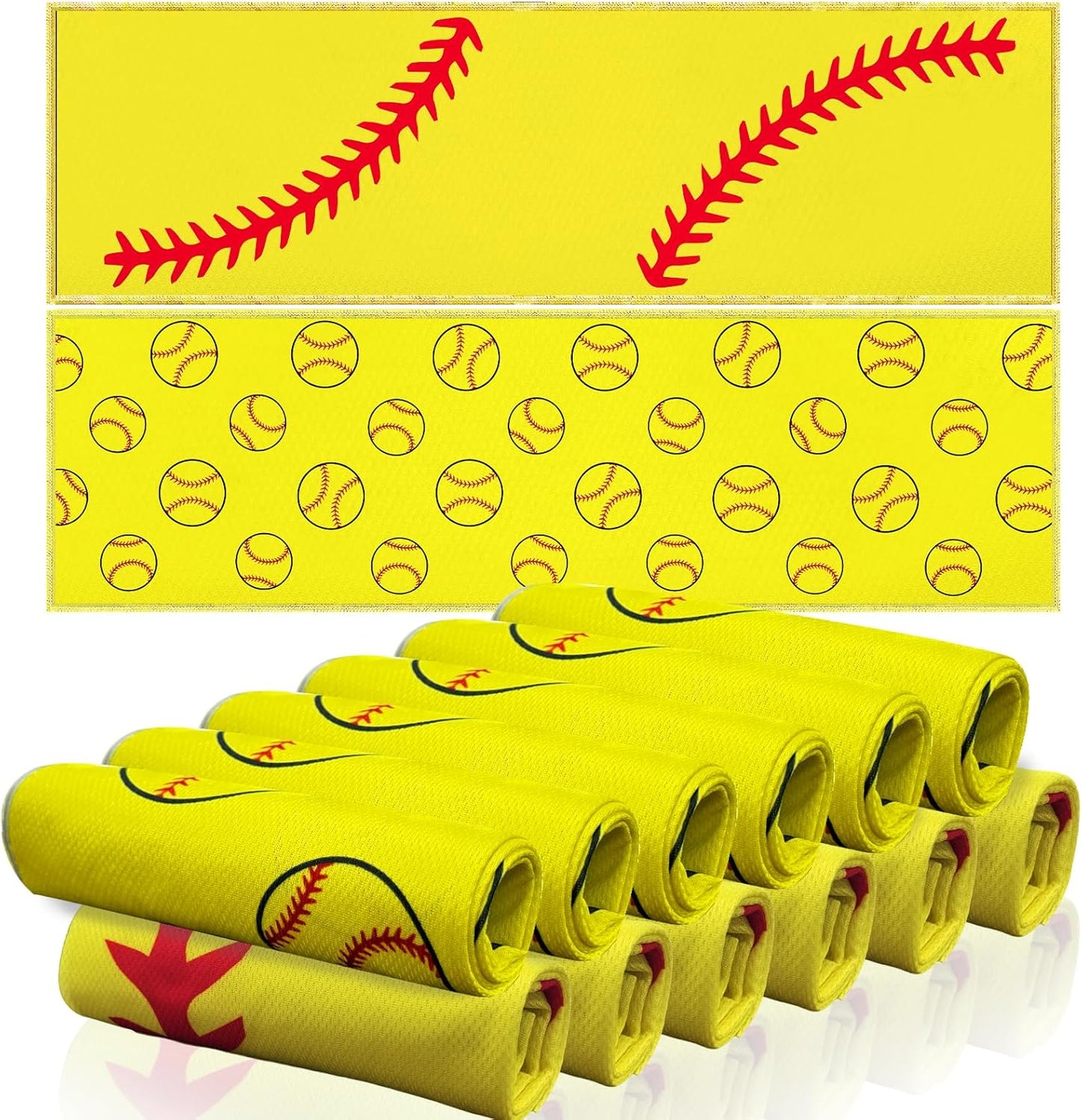 OPSO Softball Cooling Towel Set, 40 x 12 inches, 12 Pack, Microfiber Sports Towels for Baseball, Soccer, Golf LCE Towel Microfiber Sports Towels for Player (Softball 4)