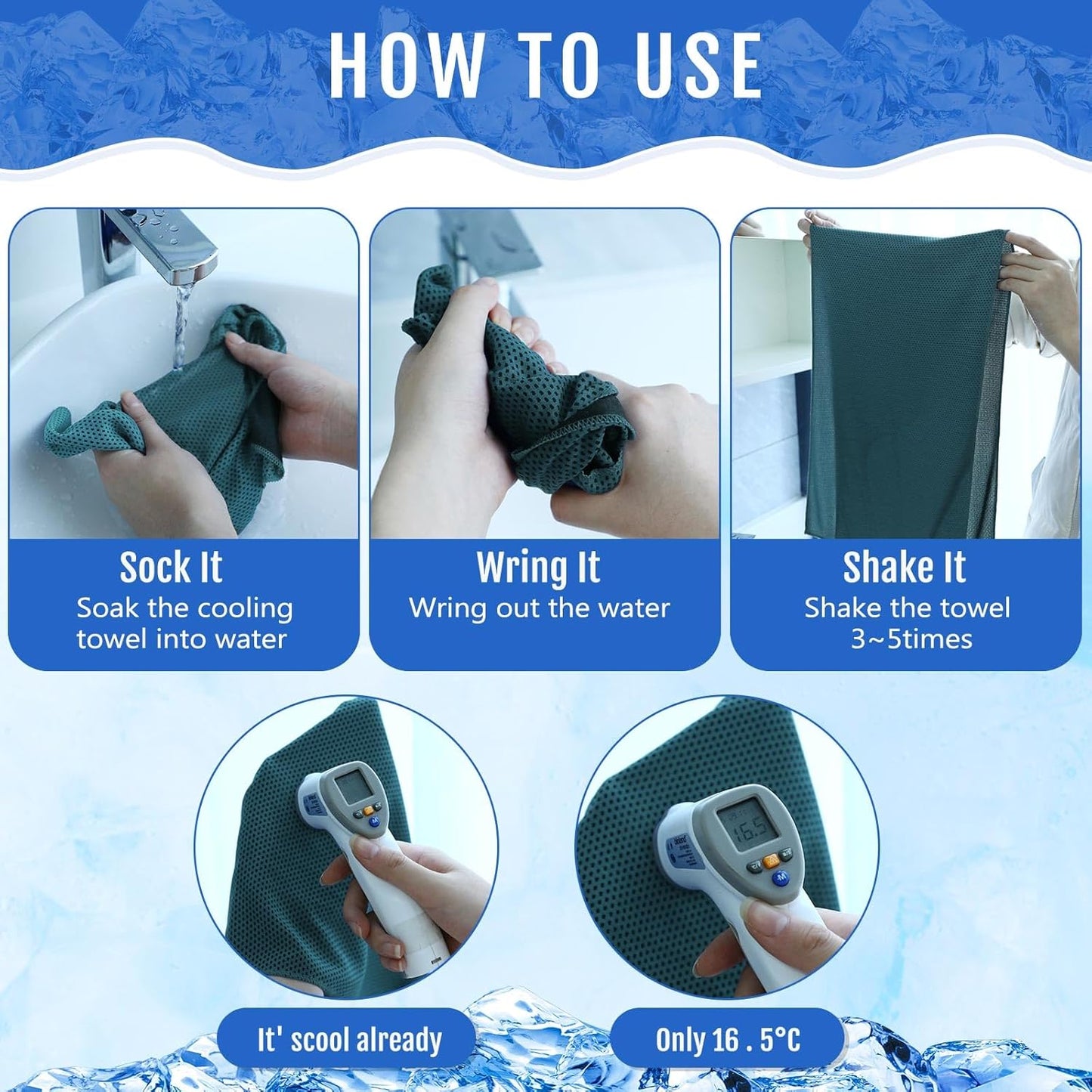 Hosuly 30 Pack Cooling Towels, 40"x12" Ice Breathable Soft Chilly Sweat Rag Microfiber Workout Rags for Gym Cooling Towels for Neck and Face for Yoga Golf Sport Running