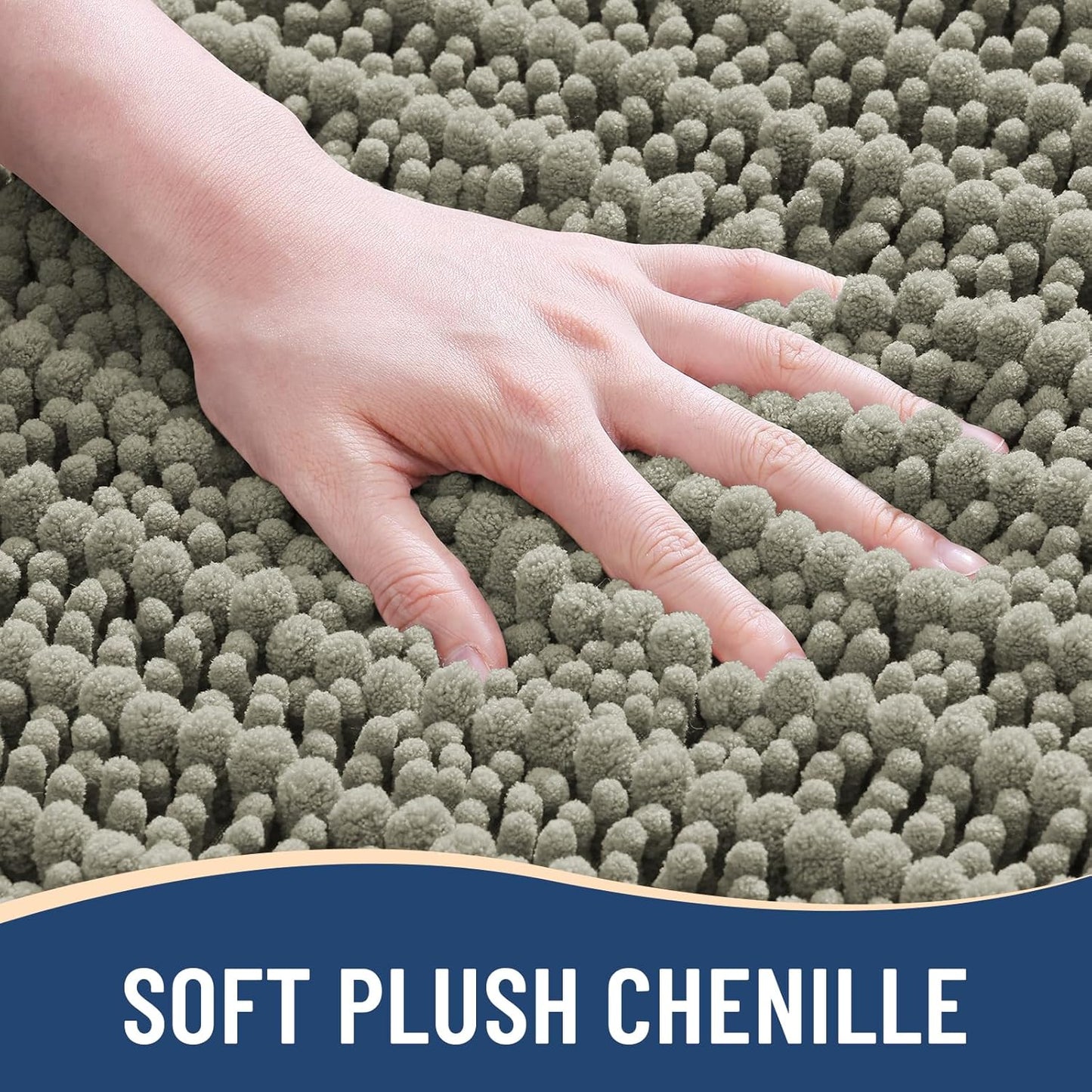 Arotive Luxury Chenille Bathroom Rug Mat, Extra Soft Thick Absorbent Shaggy Bath Rugs, Non-Slip Machine Wash Dry, Plush Bath Mats for Bathroom, Shower and Tub, 36x24, Warm Taupe