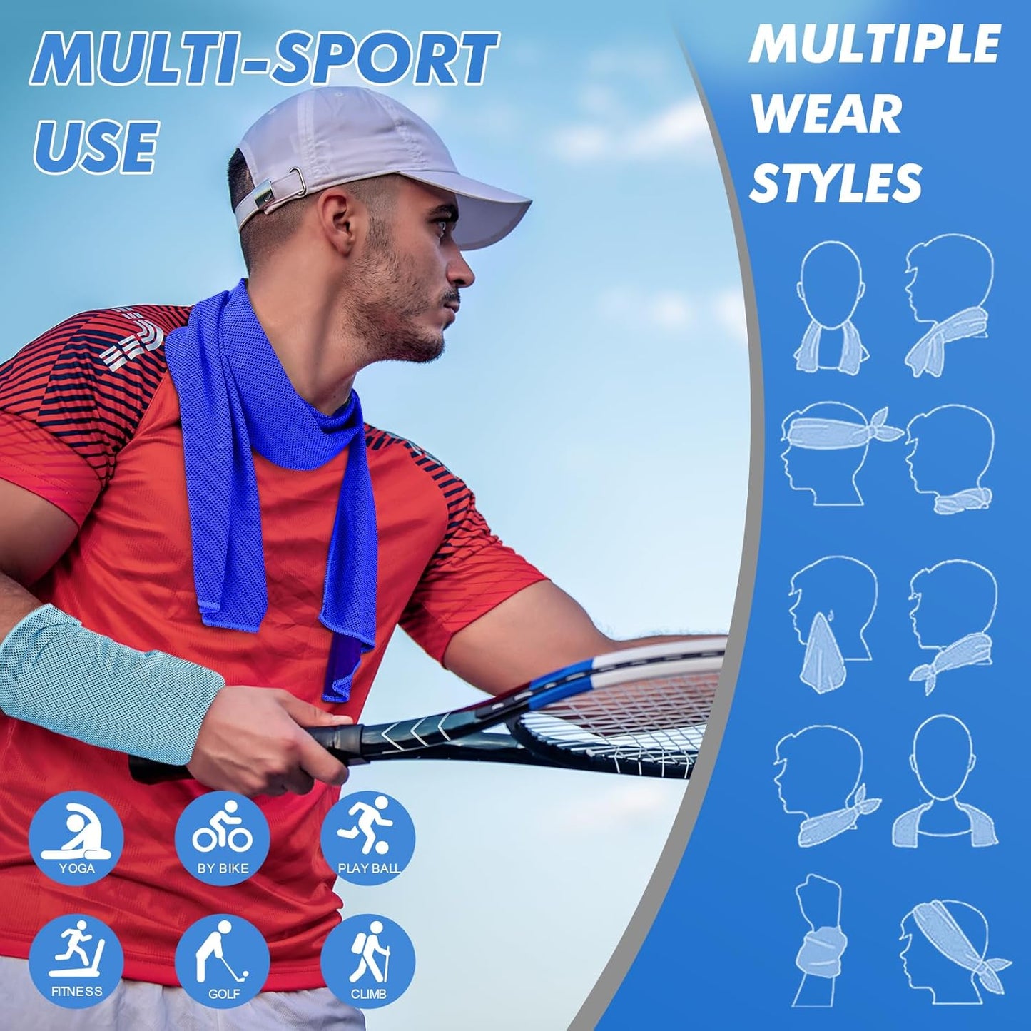 3 Pack Cooling Towels (47"x12") for Neck and Face, Ice Towel for Hot Weather, Soft Breathable Chilly Gym Towels, Microfiber Towel for Work Out, Yoga, Running, Camping & More Activities