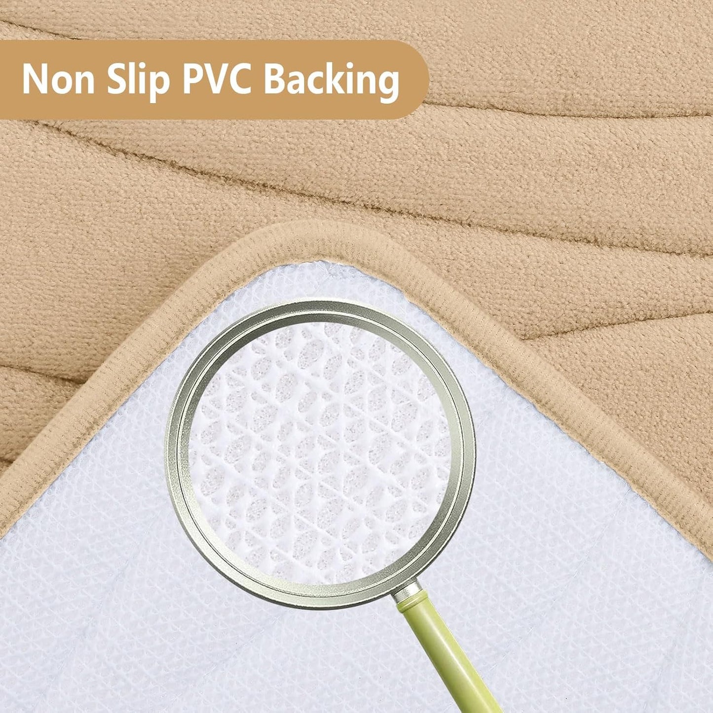 Buganda Memory Foam Bathroom Rug Mat 47x17, Extra Soft and Absorbent Bath Mats, Non-Slip and Machine Washable Bath Rugs for Bathroom Floor,Tub and Shower, Beige