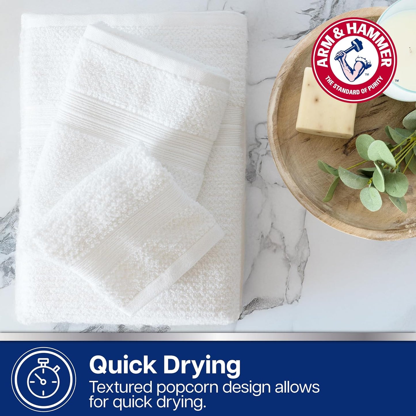Arm & Hammer Quick Dry Bath Towels, 4 Piece, Khaki