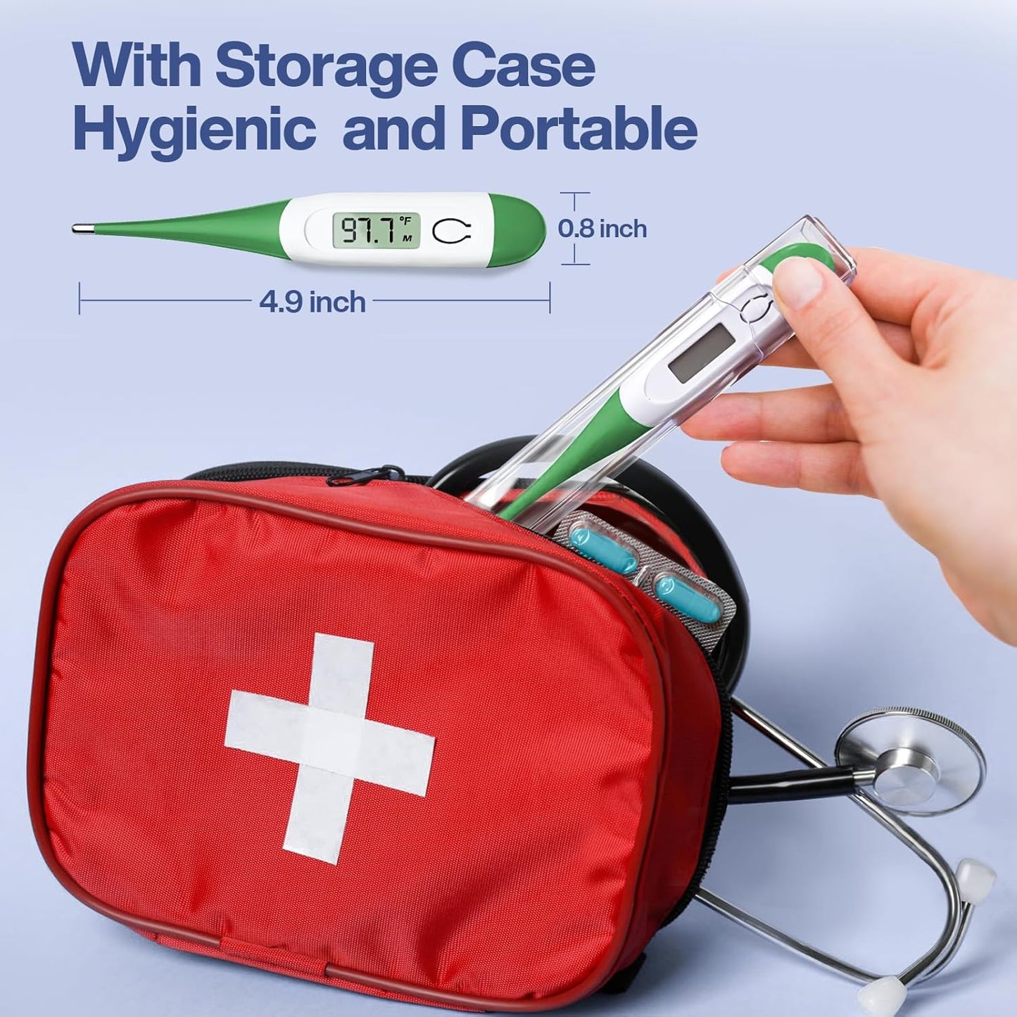 Boncare 10 Seconds Oral Thermometer for Adults and Kids - Accurate & Safe Rectal Thermometer for Baby with Fever Alarm, Digital Thermometer (Dark Green)