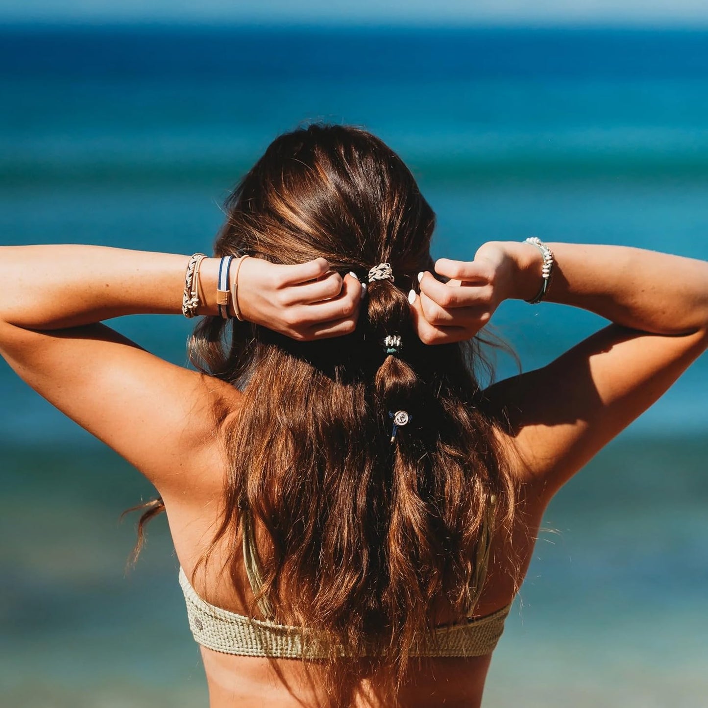 K'lani Anchor Bracelets for Women – Elastic Bracelets and Boho Hair Ties – Cute Hair Ties for Women and Hair Tie Accessories – Stylish Bracelets Boho Style for Hair and Wrist – Set of 5 (Large)