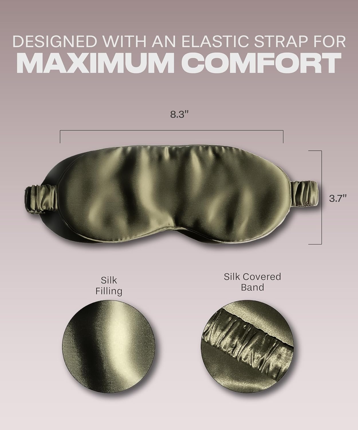 SUNDAYSILKS™ Exclusive Mulberry Silk Sleep Mask | Soft Eye Covers, Blackout Sleeping Mask for Women & Men | Silk Eye Mask for Sleep, Travel, and Relaxation | Antifaz para Dormir [Olive]