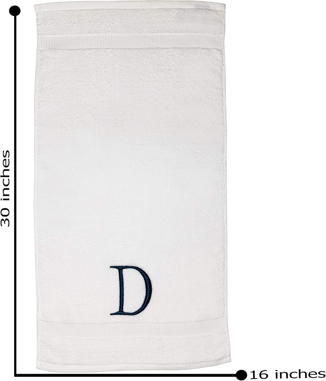 Monogrammed Hand Towels for Bathroom - Luxury Hotel Quality Personalized Initial Decorative Embroidered Bath Towel for Powder Room, Spa - GOTS Organic Certified - Set of 2 Navy Letter D