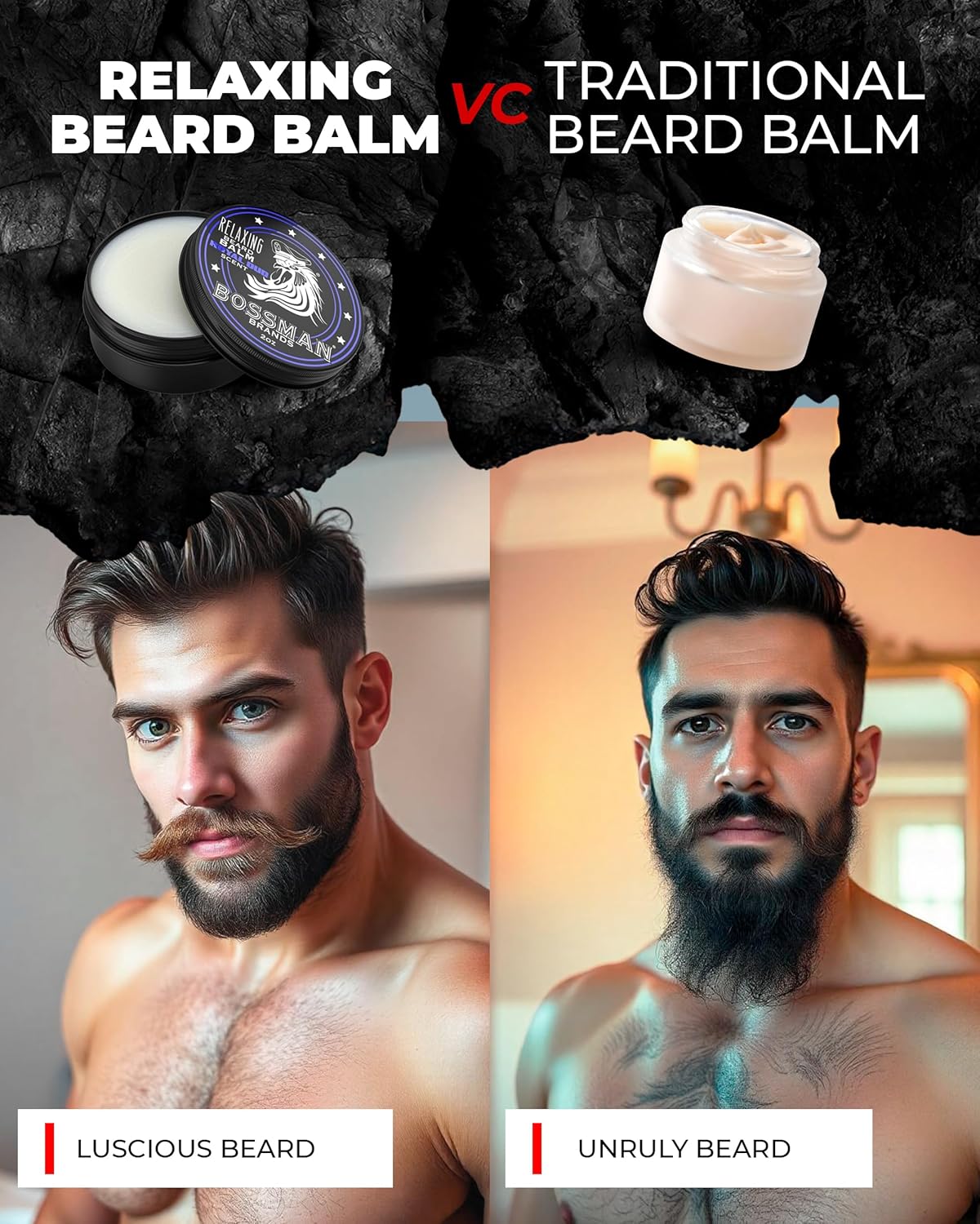 Bossman Relaxing Beard Balm - Tamer, Thickener, Relaxer and Softener Cream and Beard Care Product - Made in USA (Vetiver X Scent)