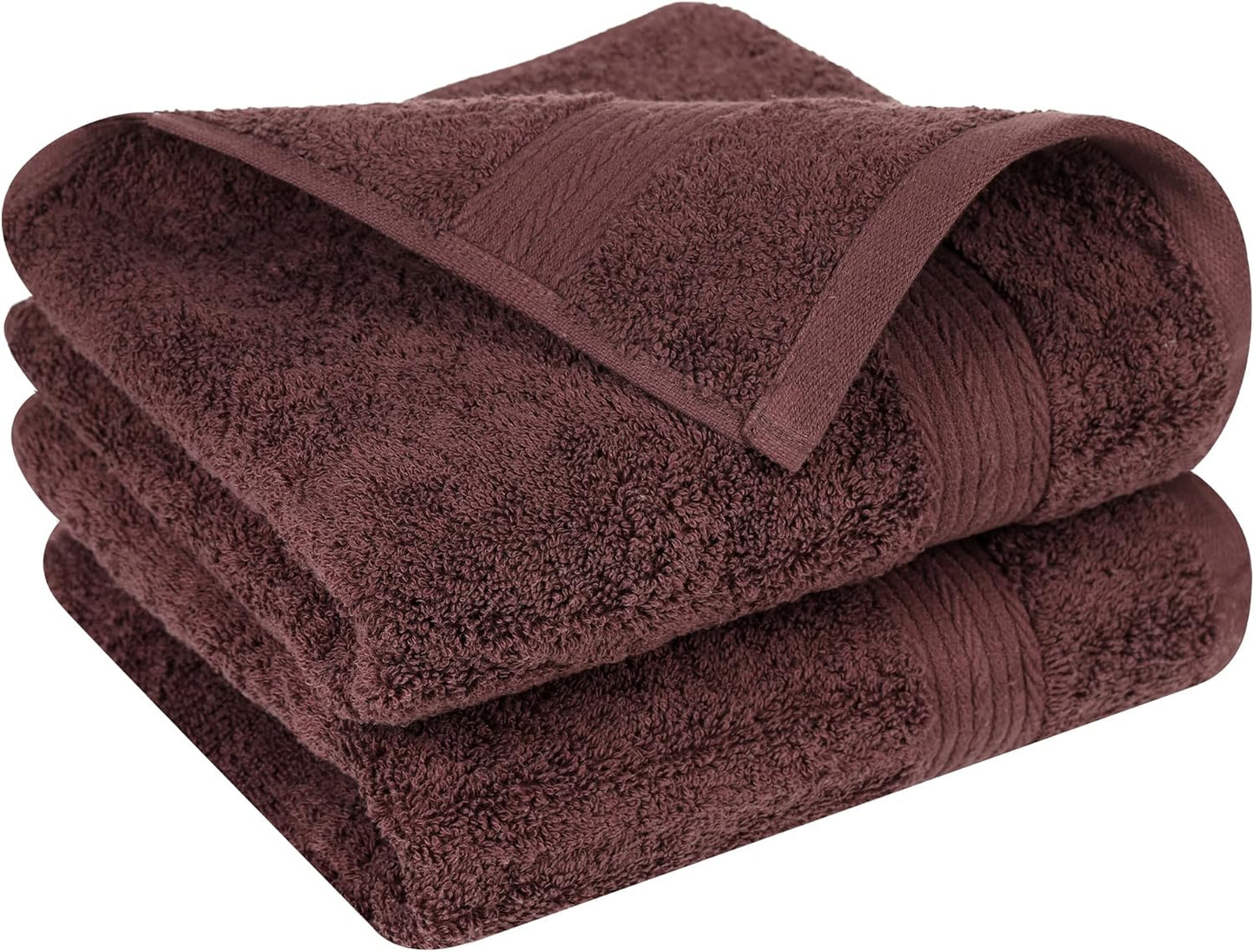 Ample Decor Hand Towel for Bathroom 18 X 28 Inch 600 GSM 100% Cotton, Soft Absorbent - 2 Pcs Brown