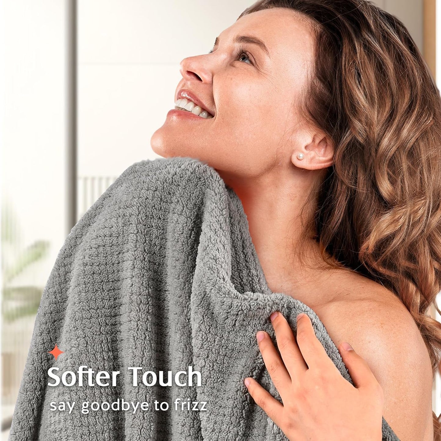 YFONG 2 Pack Microfiber Hair Towel Wrap for Women, Super Absorbent Quick Dry Hair Turban for All Hair Style Anti Frizz, Large Hair Drying Towel with Button