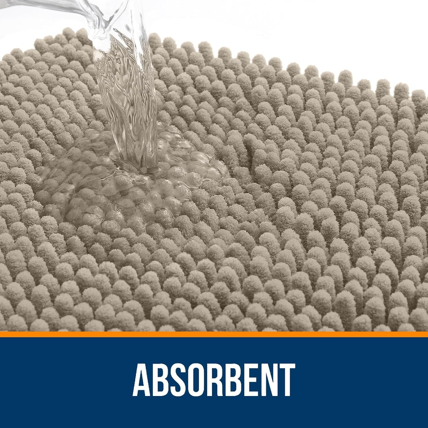 OLANLY Bathroom Rugs 30x20, Extra Soft Absorbent Chenille Bath Rugs, Rubber Backing Quick Dry, Machine Washable Bath Mats for Bathroom Floor, Tub and Shower, Home Decor Accessories, Warm Taupe