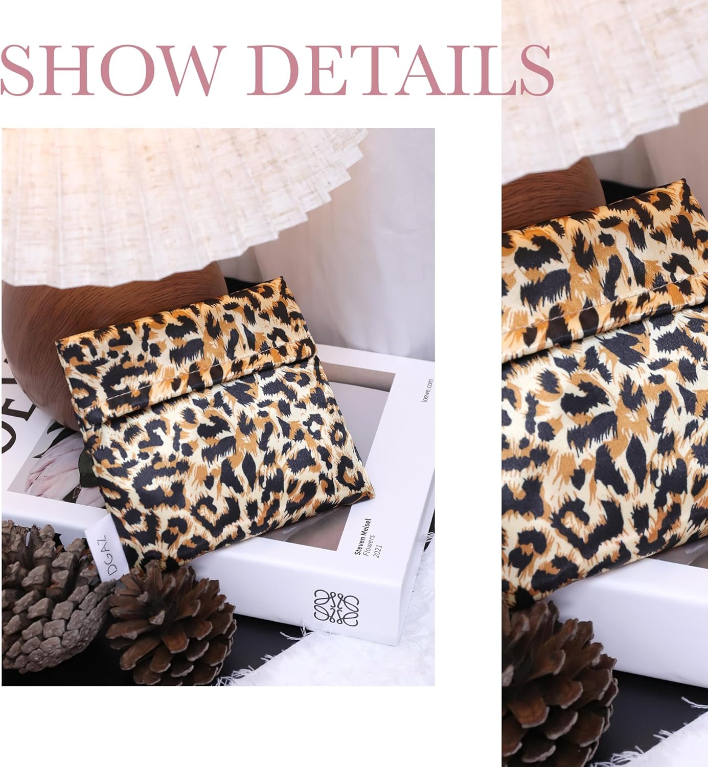 DGAZ Sanitary Napkin Storage Bag, Period Bag for Teen Aged Girls, Portable Period Bag for Panty Liners/Menstrual Cup/Small Tampons，Mini Makeup Bag for Purse(Leopard A)