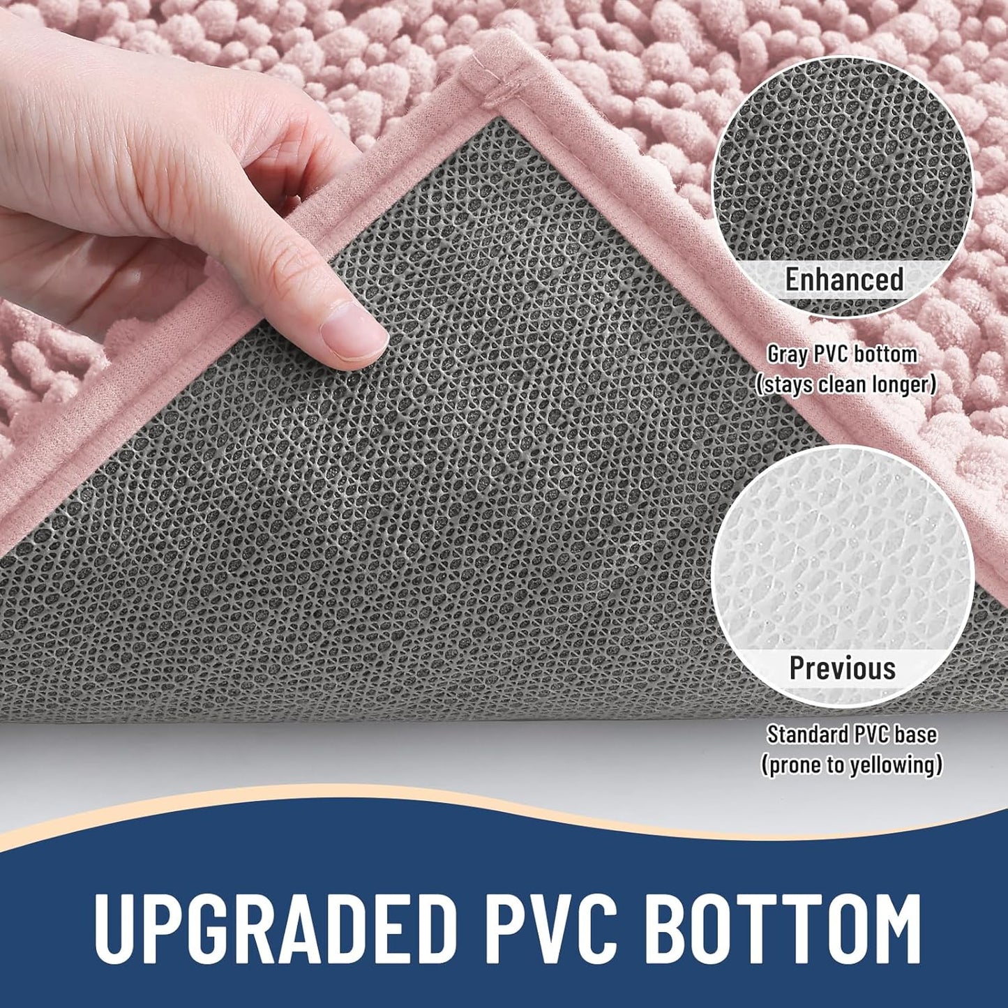 Arotive Luxury Chenille Bathroom Rug Mat, Extra Soft Thick Absorbent Shaggy Bath Rugs, Non-Slip Machine Wash Dry, Plush Bath Mats for Bathroom, Shower and Tub, 36x24, Dirty Pink