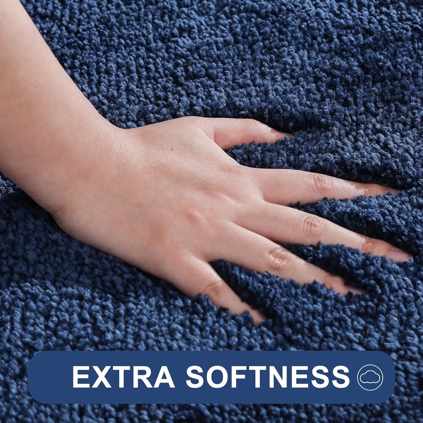 COSY HOMEER Bath Rugs for Bathroom Extra Thick- Anti-Slip Bath Mats Soft Plush Yarn Shaggy 100% Strong Mirco Polyeste Mat Living Room Bedroom Mat Floor Water Absorbent(Navy,24x48 - Inches)