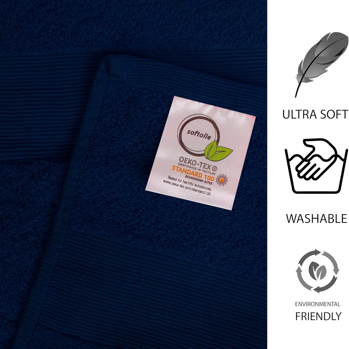 100% Cotton Luxury Bath Sheets - Pack of 2 (35" x 70") | Super Soft, Quick-Dry & Highly Absorbent Towels for Bathroom, Home, Spa & Gym (Navy Blue)