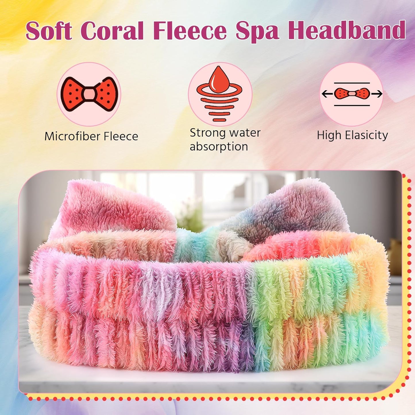 WSYUB Makeup&Skincare Headband, Spa Headband, Headbands for Washing Face, Stuffers for Teens Women, Bow Headbands for Girls Gifts