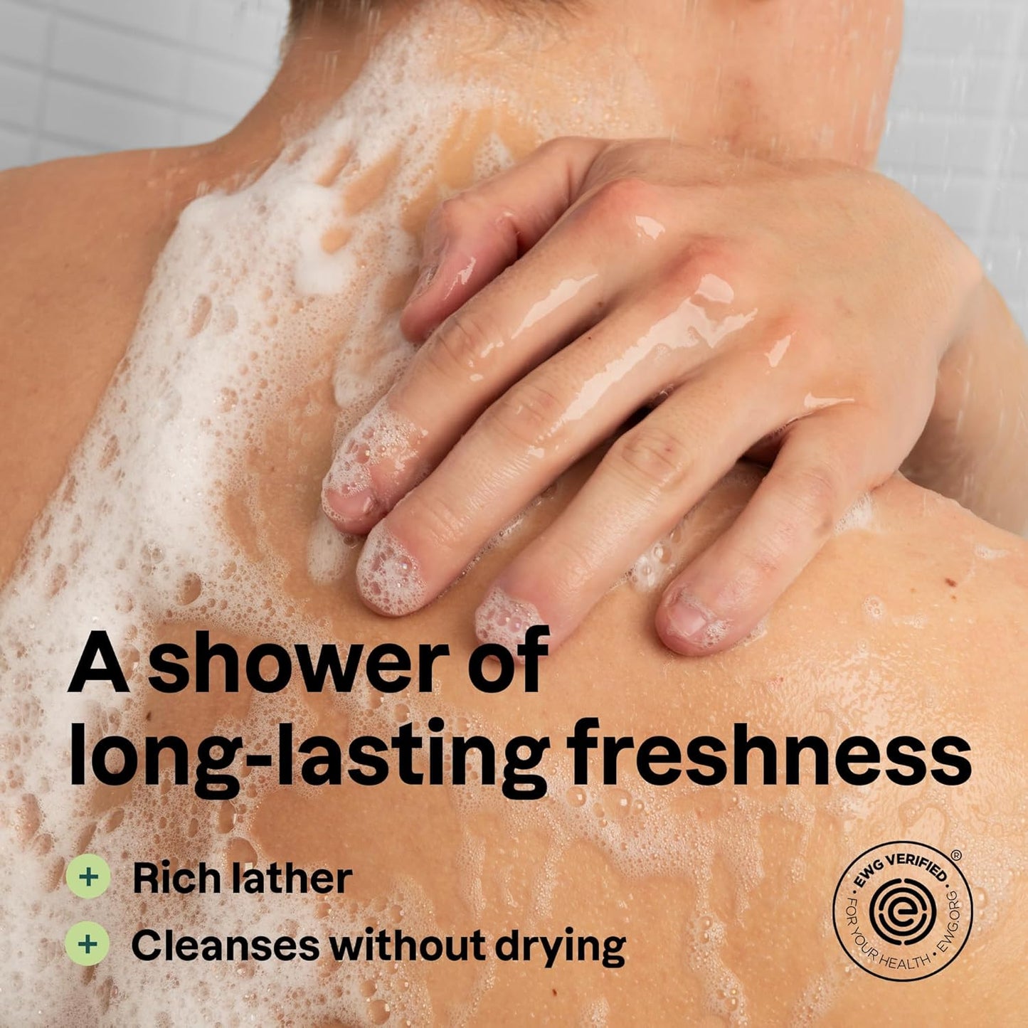 ATTITUDE Shower Gel Body Wash for Men, 98% Natural Origin Ingredients, Paraben & Phthalate Free, EWG Verified, Cleanses Without Drying, Matcha & Bergamot, 14 Fl Oz