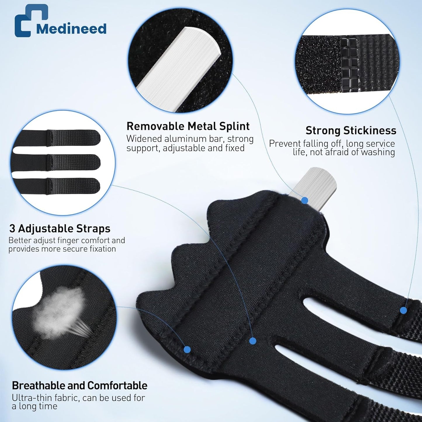 2PCS Finger Ice Pack & 2PCS Trigger Finger Splint, Thumb Splint & Sleeves Cold for Pain Relief, Reusable Compression Thumb Brace for Toe Injuries, Arthritis, Sprains (Black2+2)