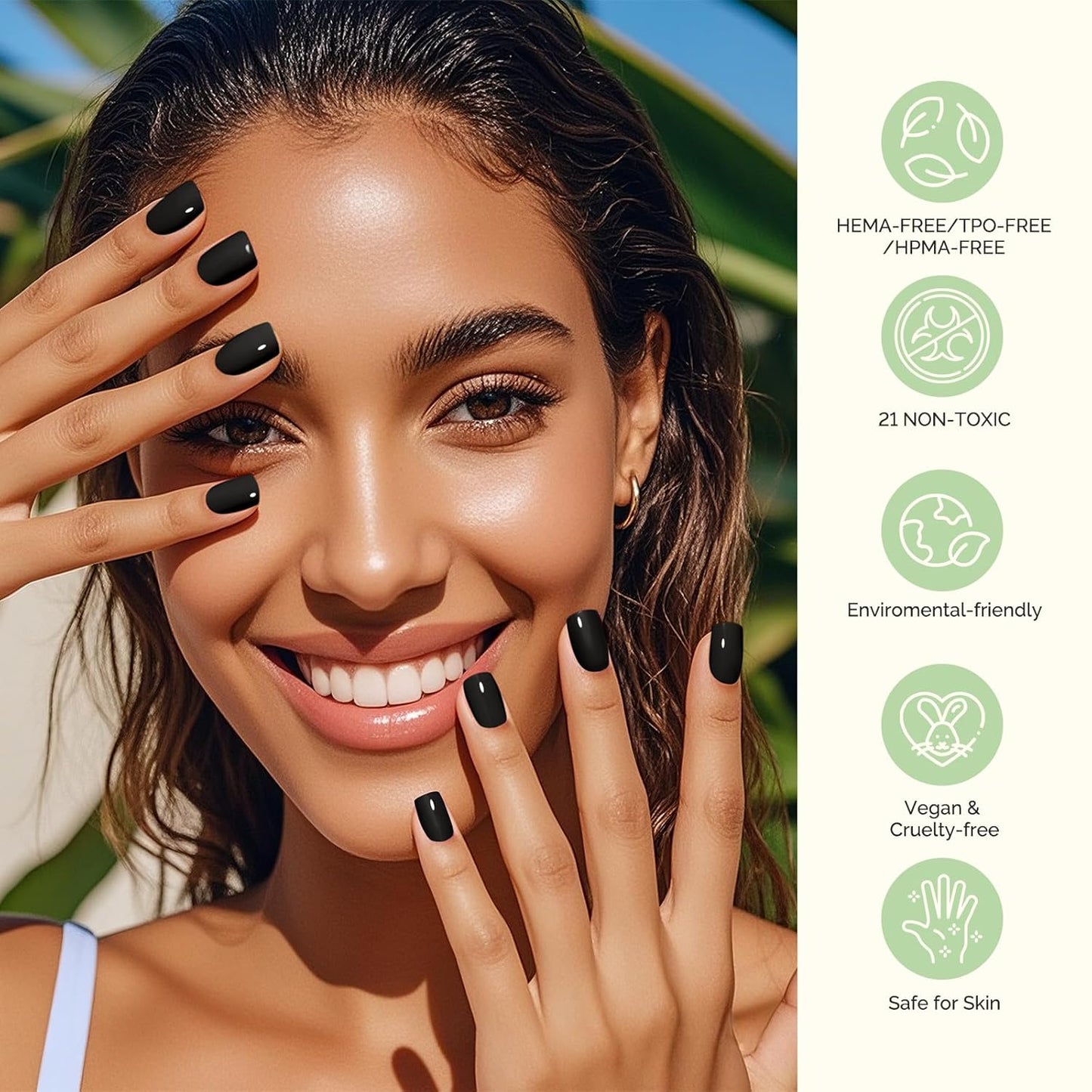 MelodySusie Plant Based Gel Nail Polish Set,Top Toat and Base Coat,Classic Basic Colors Hema Free,Soak Off UV LED Gel Polish Nail Art Manicure Salon DIY at Home 8Pcs