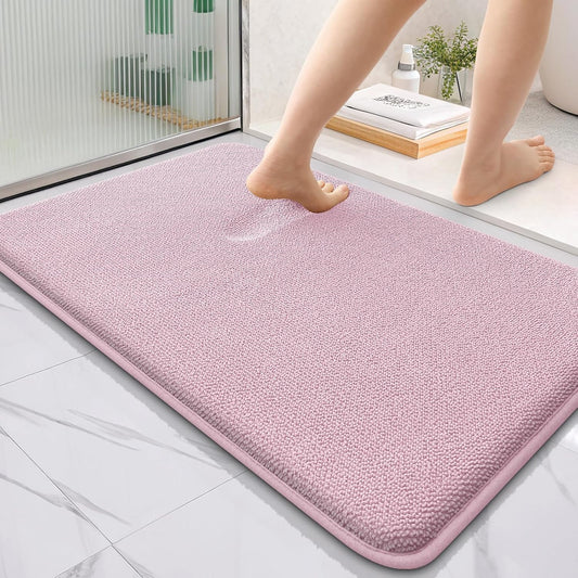 OLANLY Thick Memory Foam Bath Mat Rug 36x24, Extra Soft Absorbent Bathroom Rug, Quick Dry Bath Mats, Non-Slip, Machine Washable Carpet for Bathroom, Tub and Shower, Home Decor Accessories, Dusty Rose