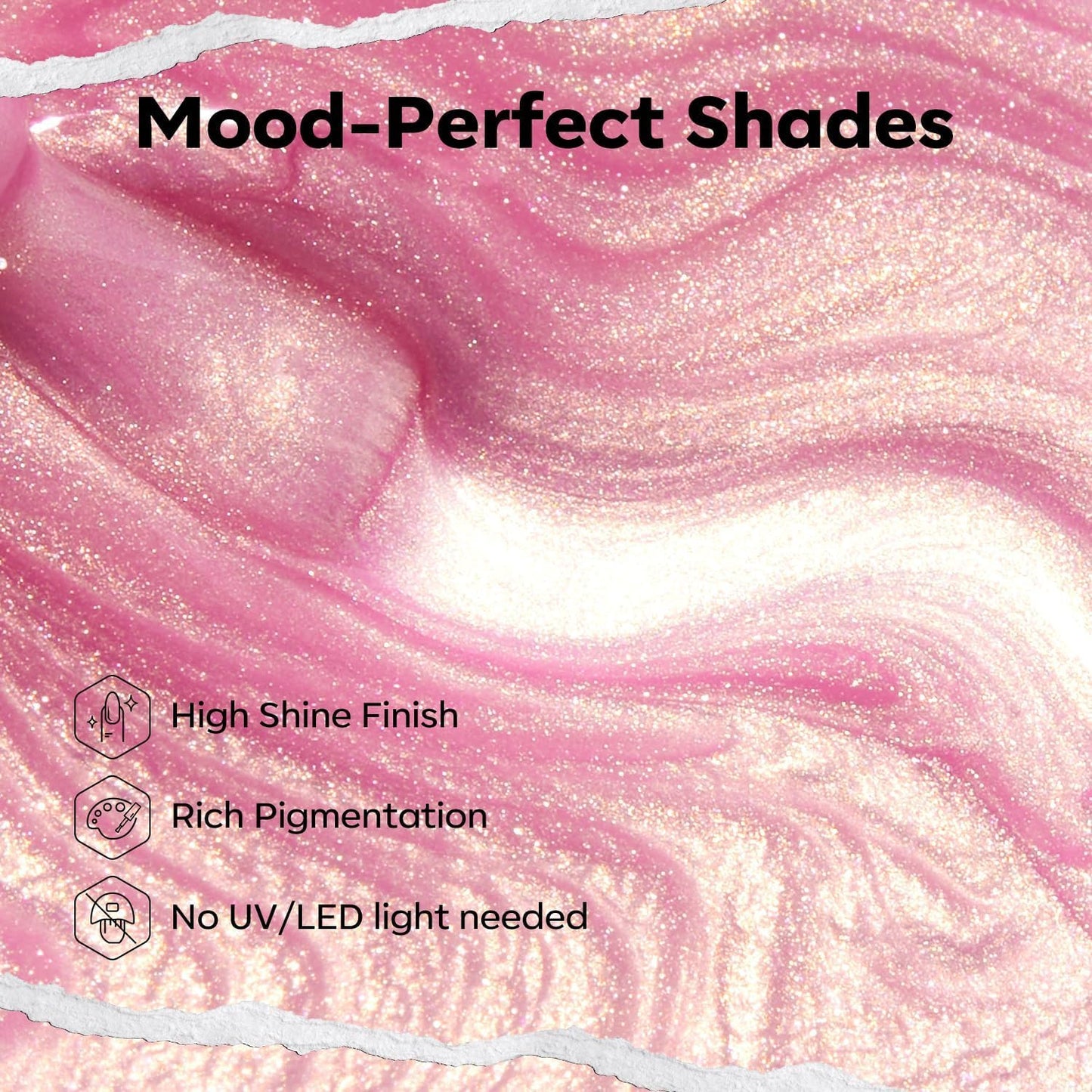 modelones Chrome Pink Nail Polish, 15 ml Pearl Mermaid Iridescent Shimmer Pink Quick Dry Nail Lacquer Long Last Shine Fingernail Polish Nail Art DIY Home Manicure Gift for Women Girls 0.5 Fl Oz