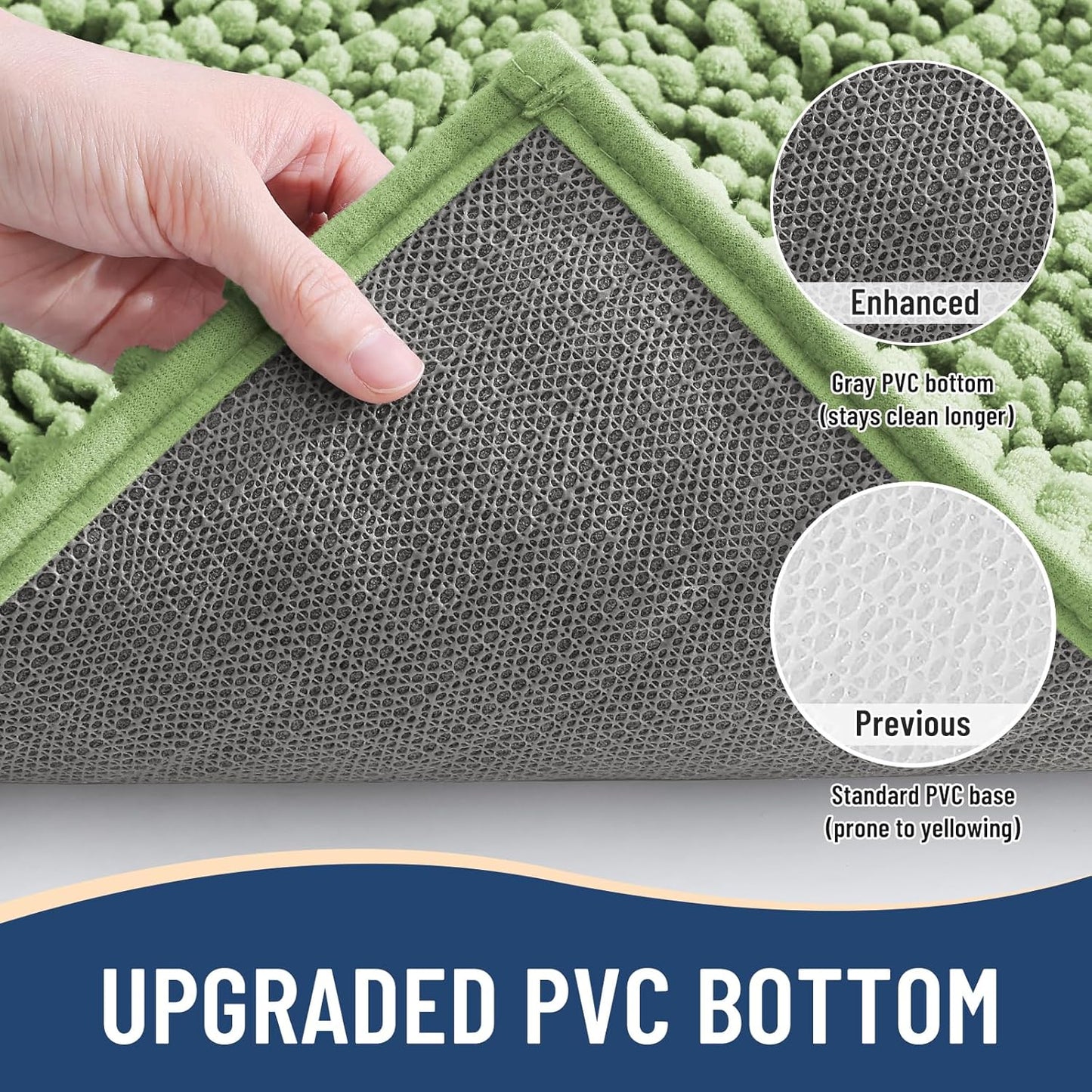 Arotive Luxury Chenille Bathroom Rug Mat, Extra Soft Thick Absorbent Shaggy Bath Rugs, Non-Slip Machine Wash Dry, Plush Bath Mats for Bathroom, Shower and Tub, 50x30, Sage Green