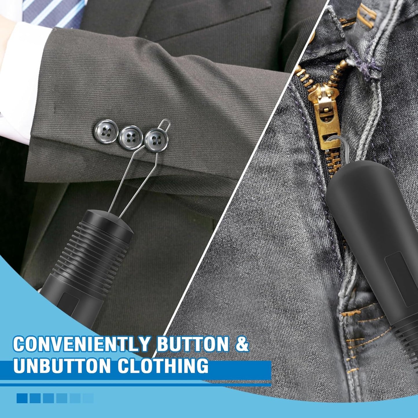 Button Hook, Button Helper Tool for Elderly and Zipper Puller One Hand Aid for Seniors and Arthritis, Buttoning Assist Tool for Shirt Wedding Dress (1 Pack)