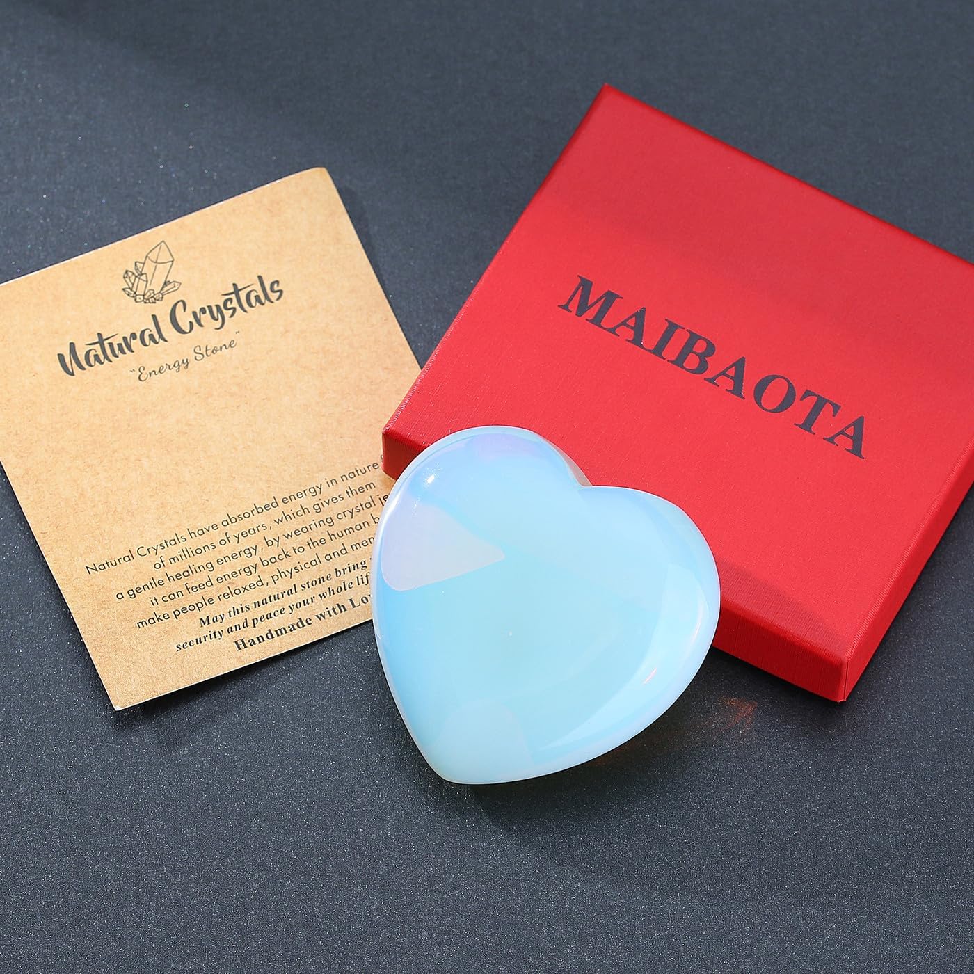 MAIBAOTA 60 mm Opalite Crystal Large Heart Love Stone Healing Crystals Heart Stone for Women Natural Reiki Gemstone Polished Heart Shaped Rocks Meditation