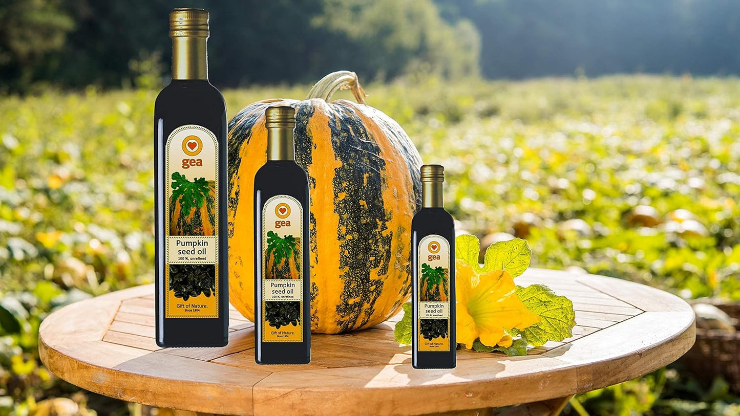 GEA Styrian Pumpkin Seed Oil - (500 ml) 100% Natural Gluten-free Virgin Pumpkin Seed Oil for Salad