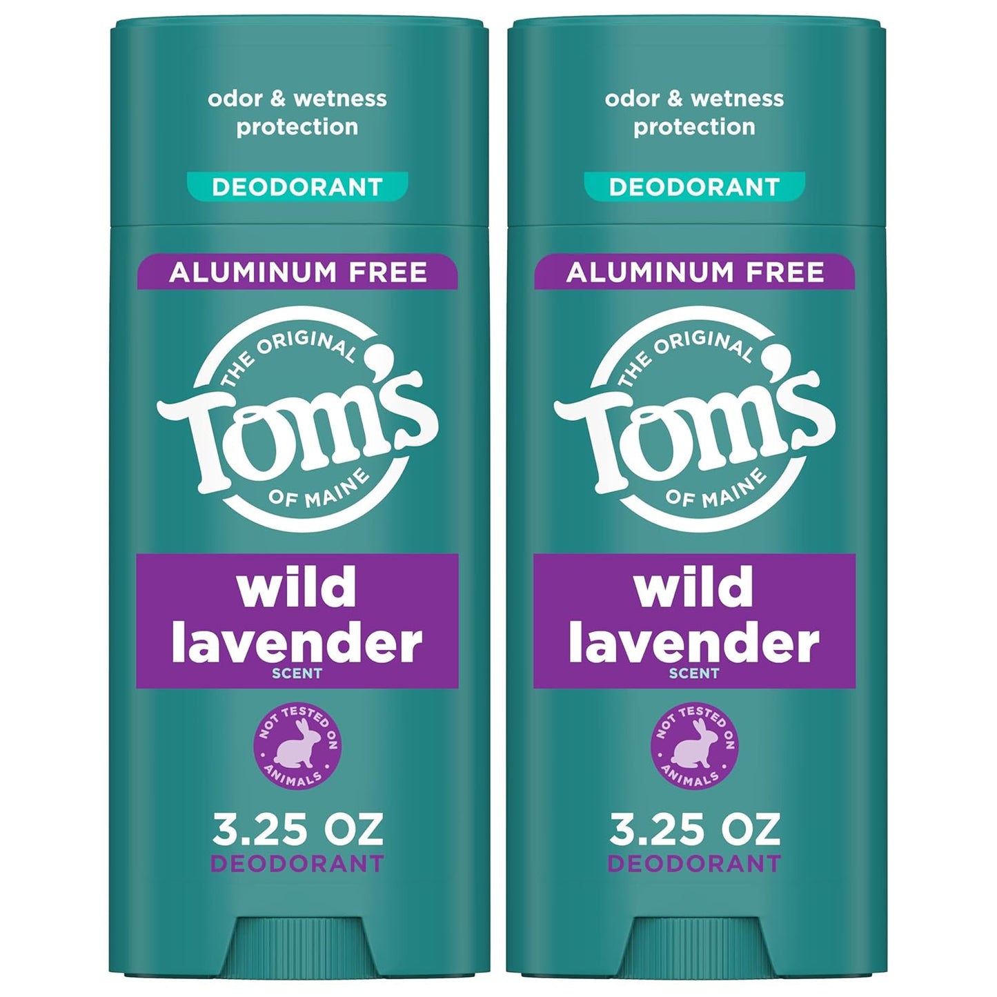 Tom’s of Maine Wild Lavender Aluminum Free Natural Deodorant For Women & Men | Goes on Clear | Odor & Wetness Protection | Naturally Derived and Moisture-Locking Ingredients | 3.25 oz (2 Pack)
