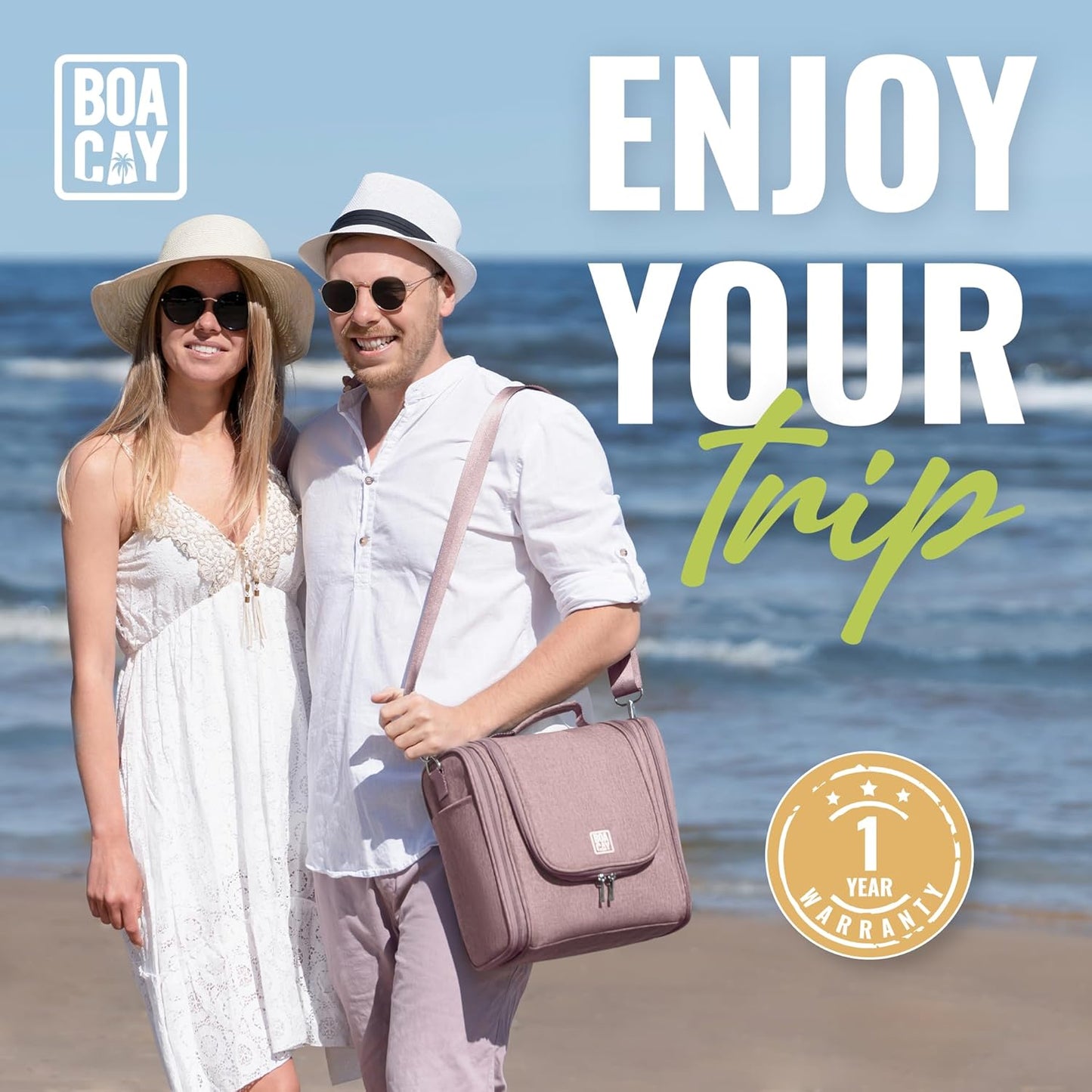 BOACAY Extra Large Hanging Travel Toiletry Bag for Women and Men, Makeup Bag, Bathroom & Shower Organizer Kit for Accessories, Cosmetics, Essentials