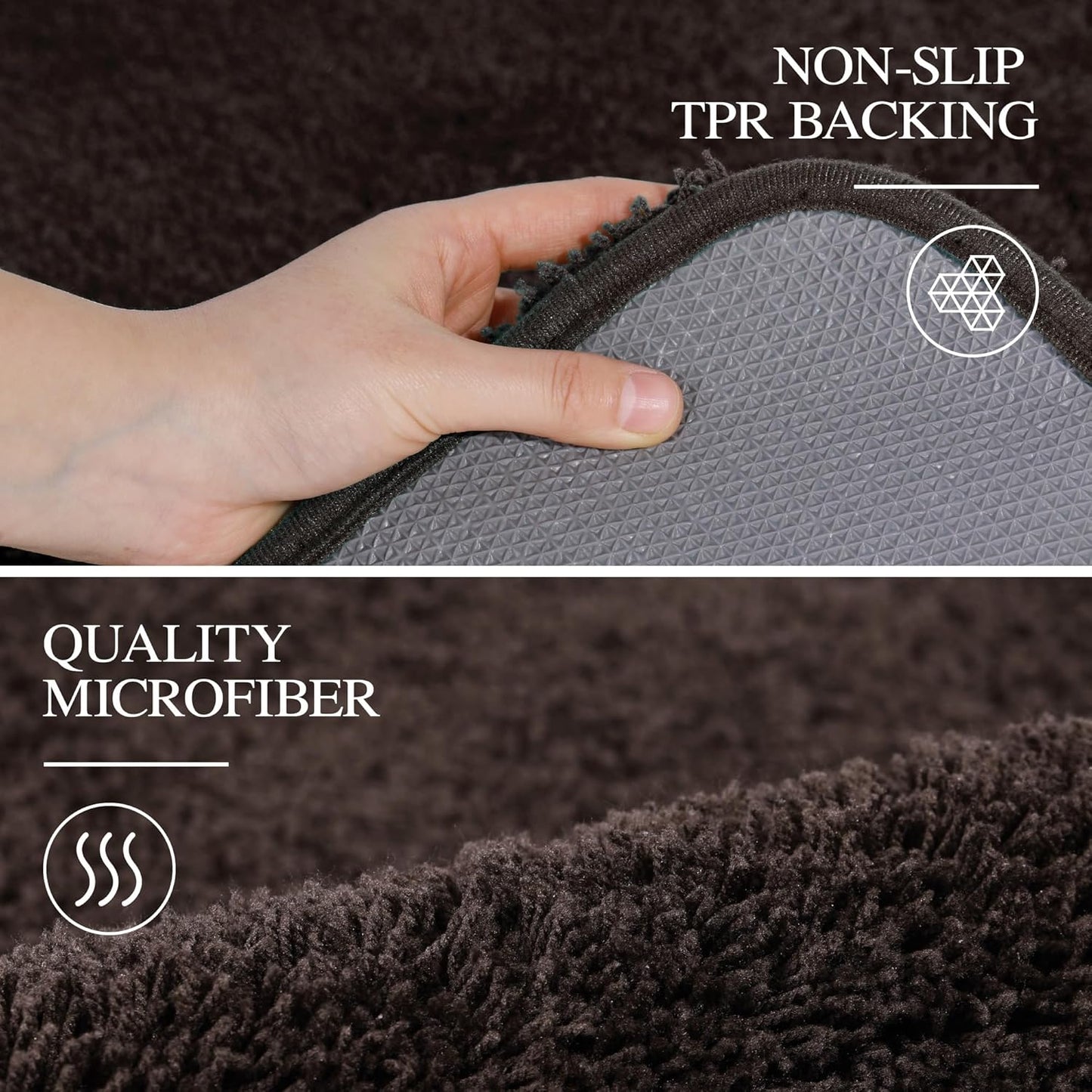 Walensee Large Bathroom Rug (24 x 36, Brown) Extra Soft and Absorbent Shaggy Bath Mat Machine Washable Microfiber Non Slip Luxury Floor Mat