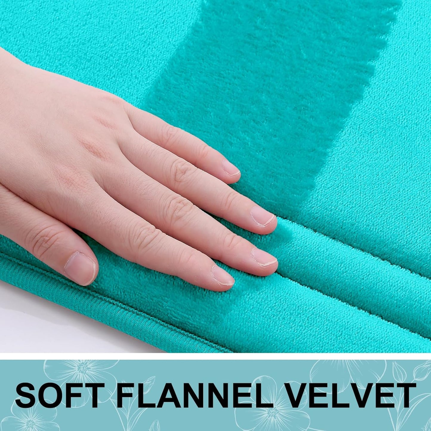 Grandaily Memory Foam Bath Mat Rug 36x24, Ultra Soft, Non-Slip and Absorbent Bathroom Rugs, Machine Wash Dry, Comfortable Bath Carpet for Bathroom Floor, Tub and Shower, Teal