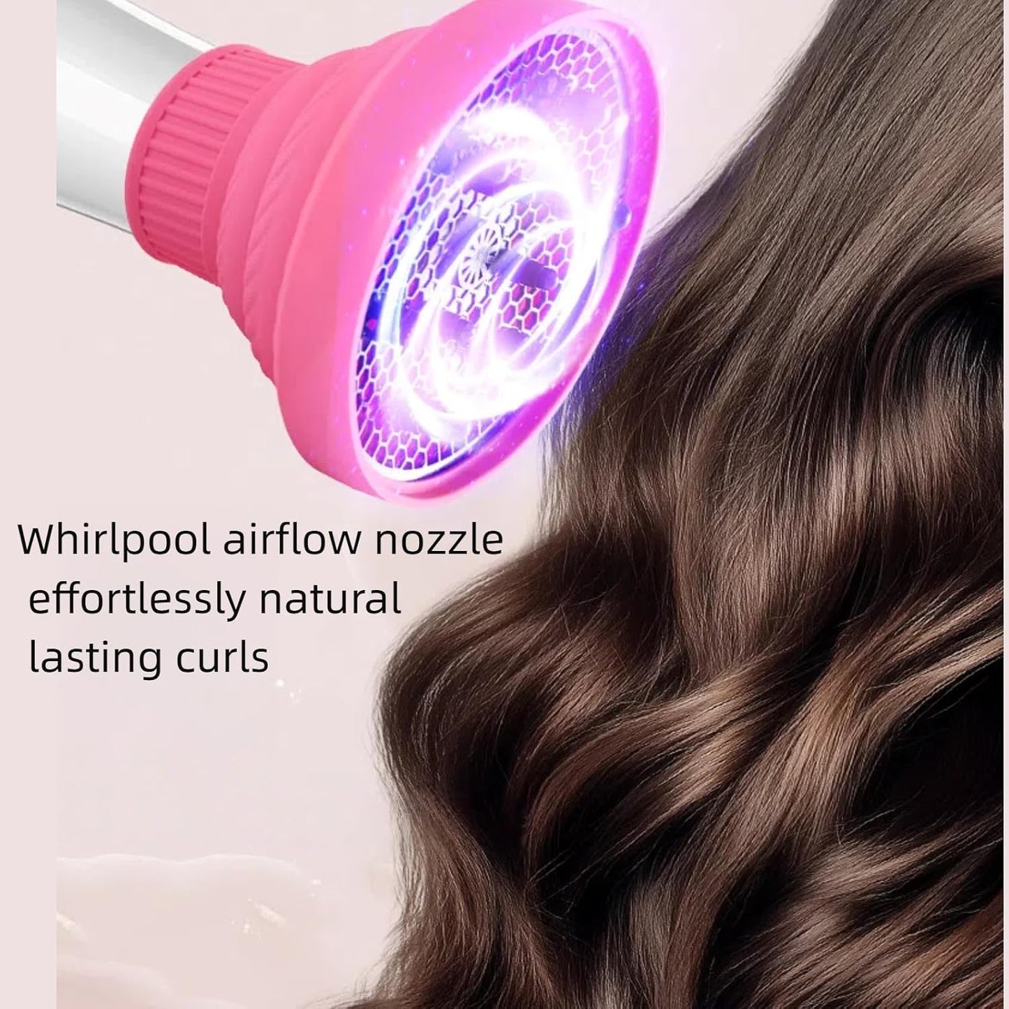 Collapsible Hair Dryer Diffuser Fit 1.57’’-1.96’’(4-5cm) Round Nozzle, Travel Hair Curly Difusor Attachment, Portable Silicone Diffuser for Hair Dryers, Salon Home Hair Blow Dryer Diffuser (Pink)